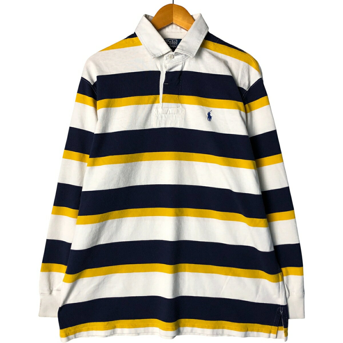 古着 ラルフローレン Ralph Lauren POLO RALPH LAUREN CUSTOM FIT ボーダー柄 長袖 ラガーシャツ メン..