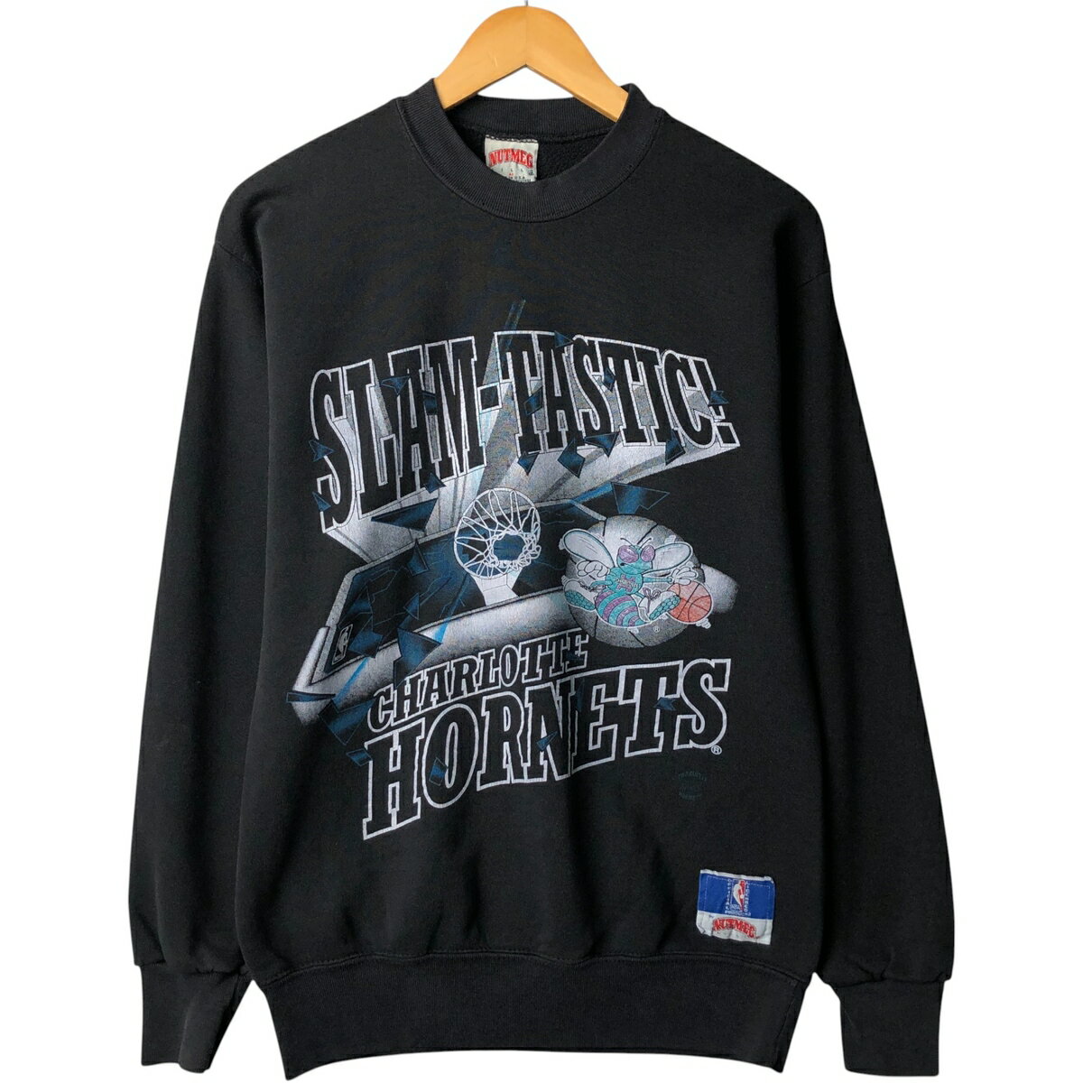 古着 90'S NUTMEG NBA CHARLOTTE HORNETS シャーロット ホーネッツ プリントスウェットシャツ トレーナー USA製 メンズM相当 ヴィンテージ /eaa586661 【中古】 【251006】 【SS2603_10】