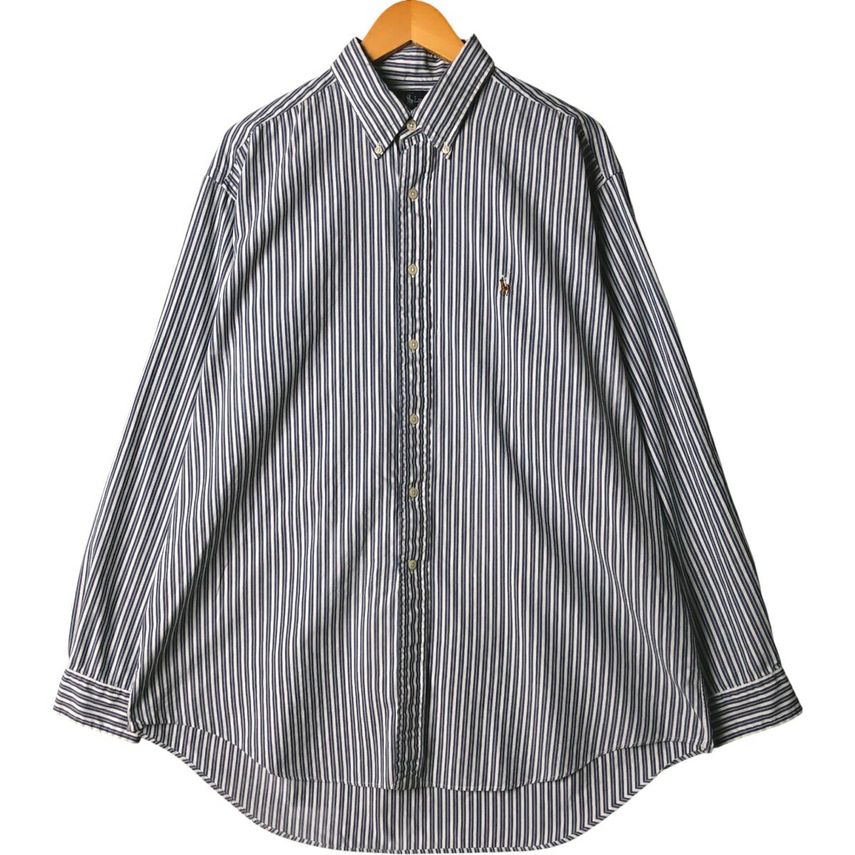 樂天商城 - 古着 ラルフローレン Ralph Lauren YARMOUTH 長袖 ボタンダウンストライプシャツ メンズXL相当 /eaa586980 【中古】 【251008】