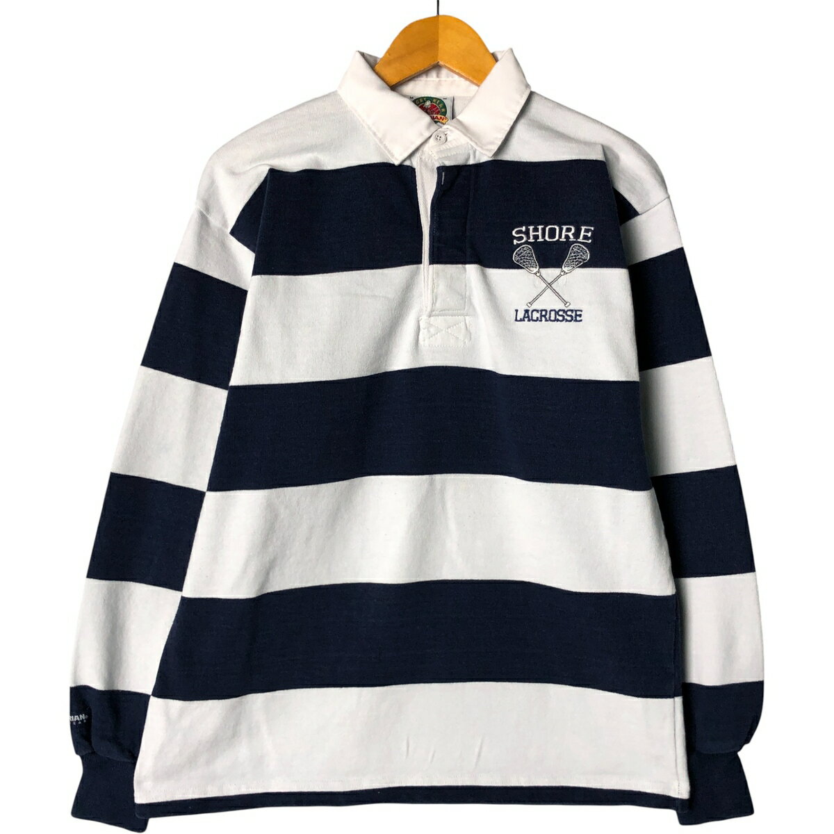 古着 90~00'S バーバリアン BARBARIAN ボーダー柄 長袖 ラガーシャツ カナダ製 メンズM相当 ヴィンテージ /eaa587210 【中古】 【251010】 【SS2603_10】