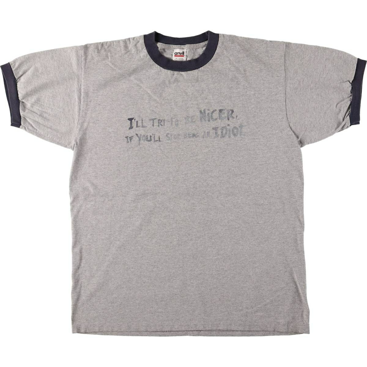 古着 アンビル Anvil リンガーTシャツ メンズL相当 /eaa587755 【中古】 【251007】 ホワイト系 春夏秋