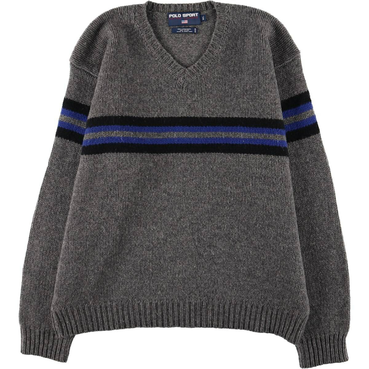 古着 90'S ラルフローレン Ralph Lauren POLO SPORT ポロスポーツ Vネック ラムウールニットセーター メンズXL相当 ヴィンテージ /eaa588599 【中古】 【251013】
