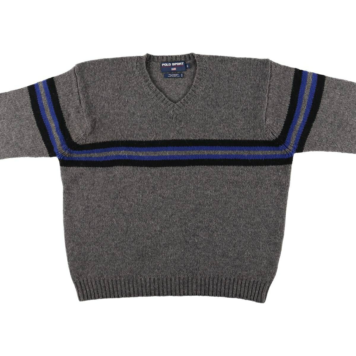 古着 90'S ラルフローレン Ralph Lauren POLO SPORT ポロスポーツ Vネック ラムウールニットセーター メンズXL相当 ヴィンテージ /eaa588599 【中古】 【251013】