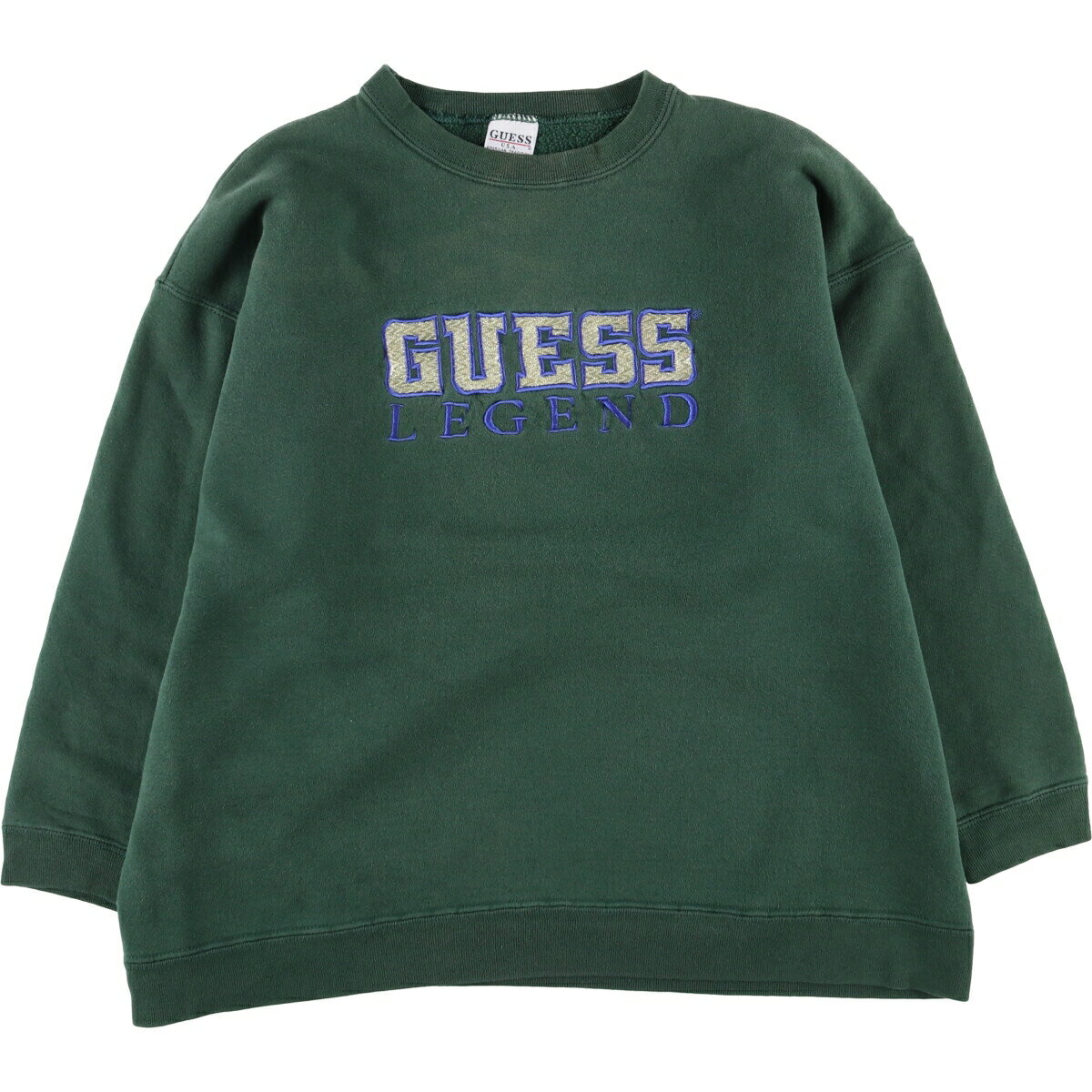 樂天商城 - 古着 ゲス Guess ロゴスウェットシャツ トレーナー USA製 レディースXL相当 /eaa588819 【中古】 【251012】 【ADEL/アデル】 グリーン系 春夏秋冬