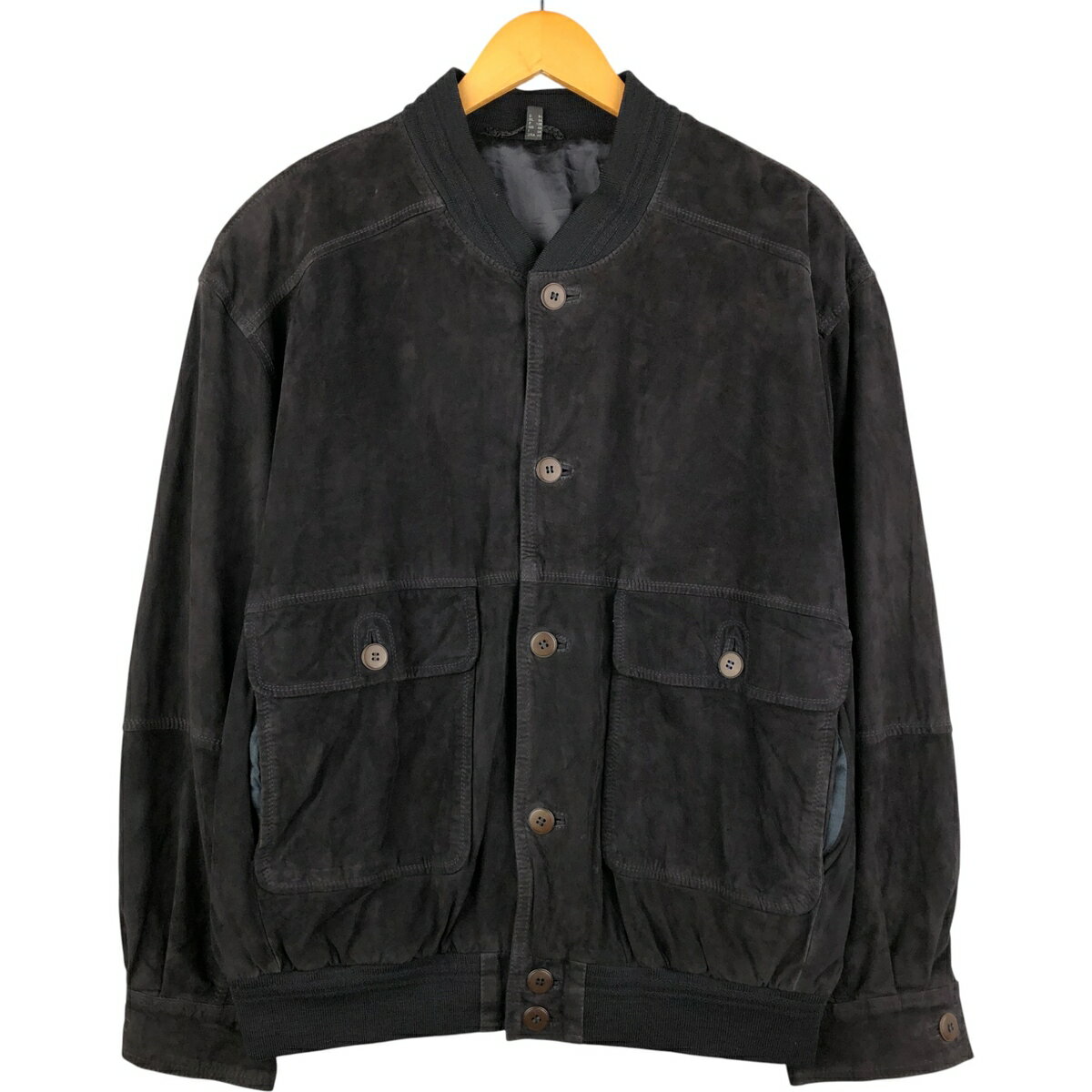 Leather Jacket - 古着 Poletti STUDIO スエードレザーブルゾン メンズXL相当 /eaa589343 【中古】 【251024】 【KL2510_第2弾_随時】 【SS2603_10】 ブラック系 春秋冬