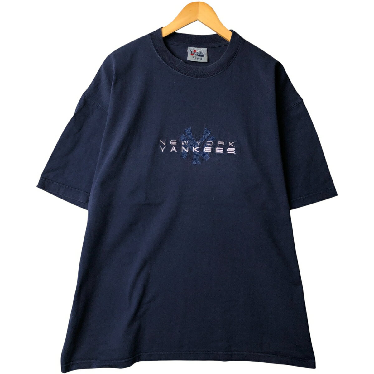古着 90'S MAJESTIC MLB NEW YORK YANKEES ニューヨークヤンキース スポーツプリントTシャツ メンズXL相当 ヴィンテージ /eaa589442 【..