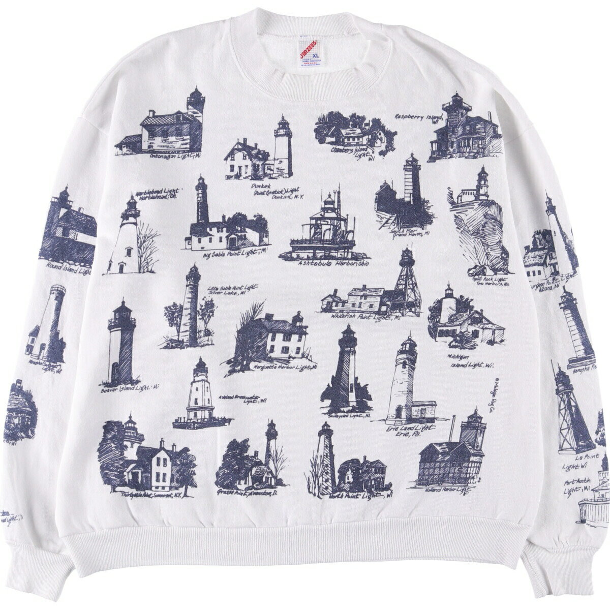 古着 90'S ジャージーズ Jerzees 総柄 オールオーバープリント プリントスウェットシャツ トレーナー USA製 メンズXL相当 ヴィンテージ..