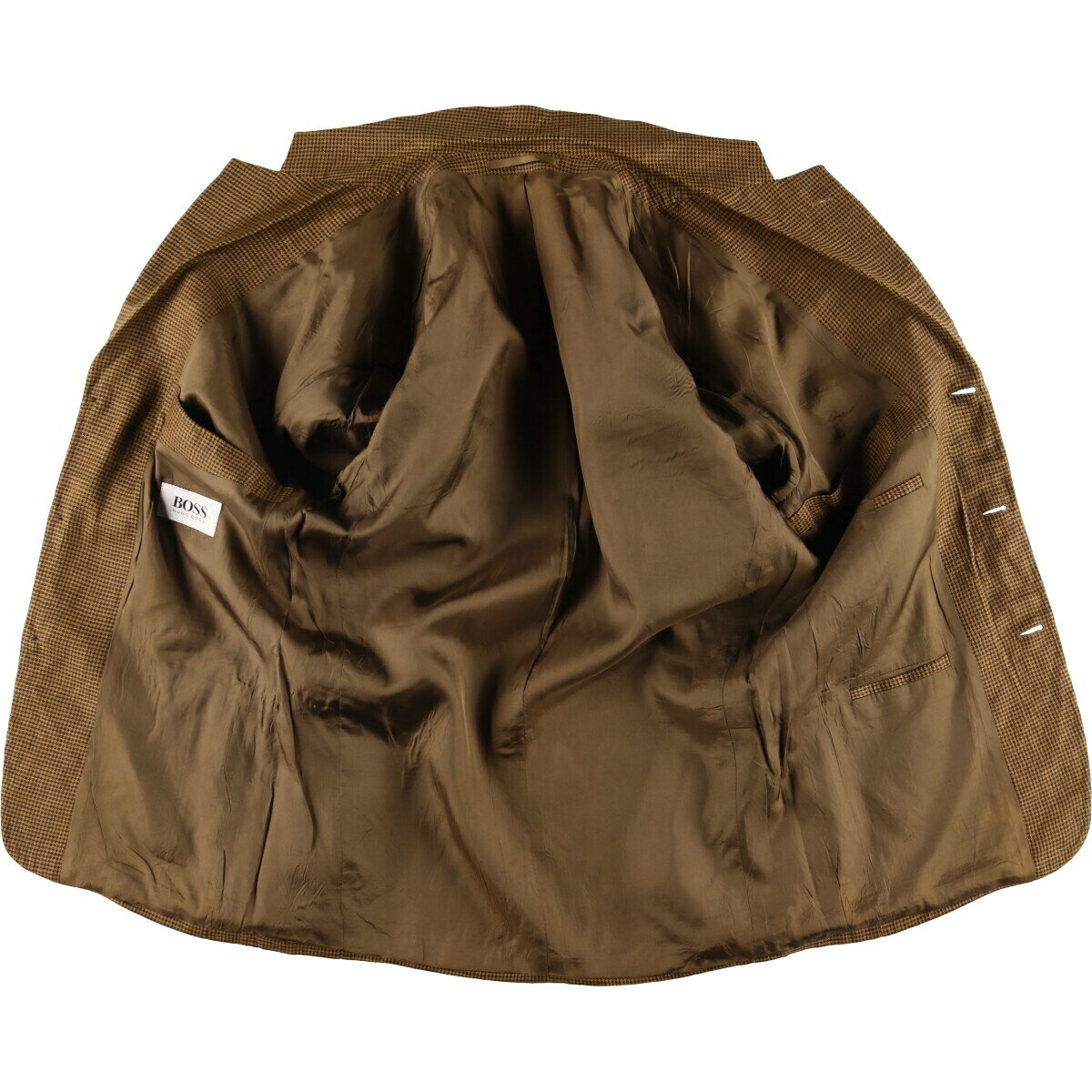 古着 ヒューゴボス HUGO BOSS 千鳥格子柄 リネンテーラードジャケット メンズM相当 ヴィンテージ /eaa589821 【中古】 【251018】