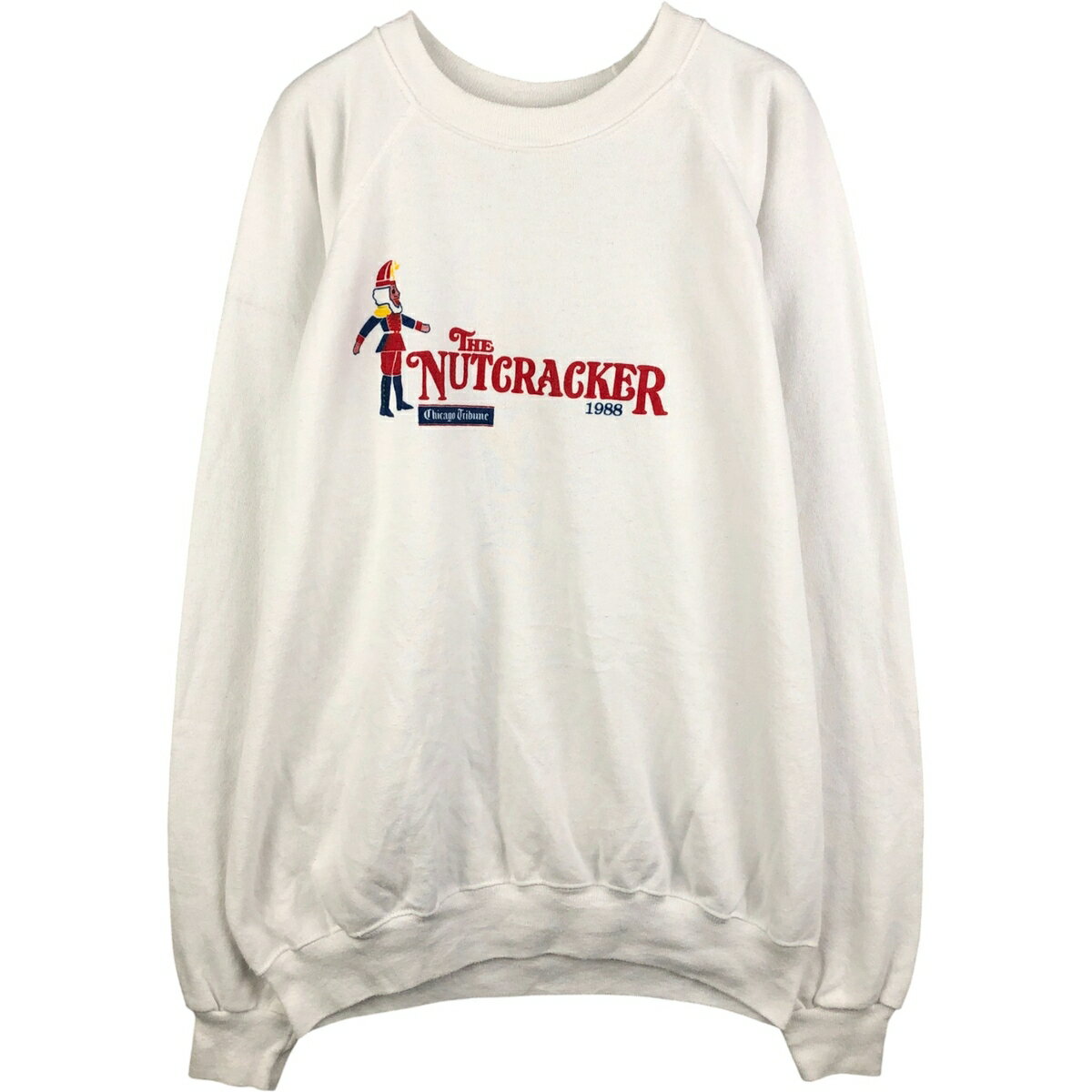 协力开发 - 古着 80'S ヘインズ Hanes 青タグ プリントスウェットシャツ トレーナー USA製 メンズXL相当 ヴィンテージ /eaa590178 【中古】 【251106】 【NH-2508】 ホワイト系 春夏秋冬