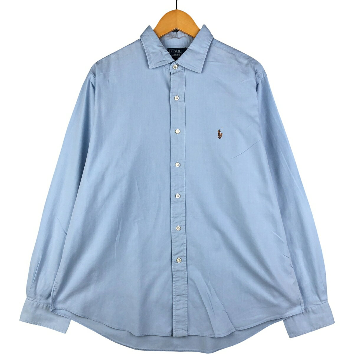樂天商城 - 古着 ラルフローレン Ralph Lauren STANTON CUSTOM FIT ワイドカラー ヘリンボーン 長袖 コットンシャツ メンズXL相当 /eaa590501 【中古】 【251030】 【SS2606_10】