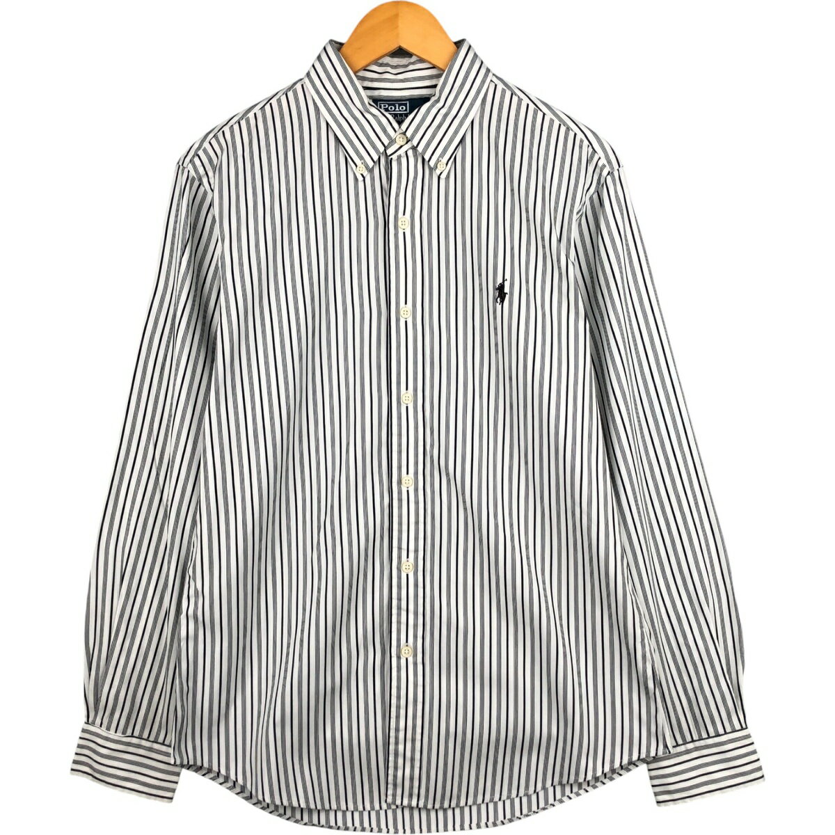 Rakuten - 古着 ラルフローレン Ralph Lauren CUSTOM FIT 長袖 ボタンダウンストライプシャツ メンズM相当 /eaa590538 【中古】 【251031】 【SS2606_10】