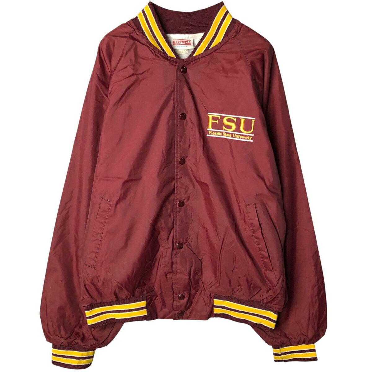 Rakuten - 古着 80'S HARTWELL カレッジ ナイロンスタジャン アワードジャケット バーシティジャケット USA製 メンズXL相当 ヴィンテージ /eaa590635 【中古】 【251104】 【NH-2508】 【SS2603_10】 レッド系 春秋冬