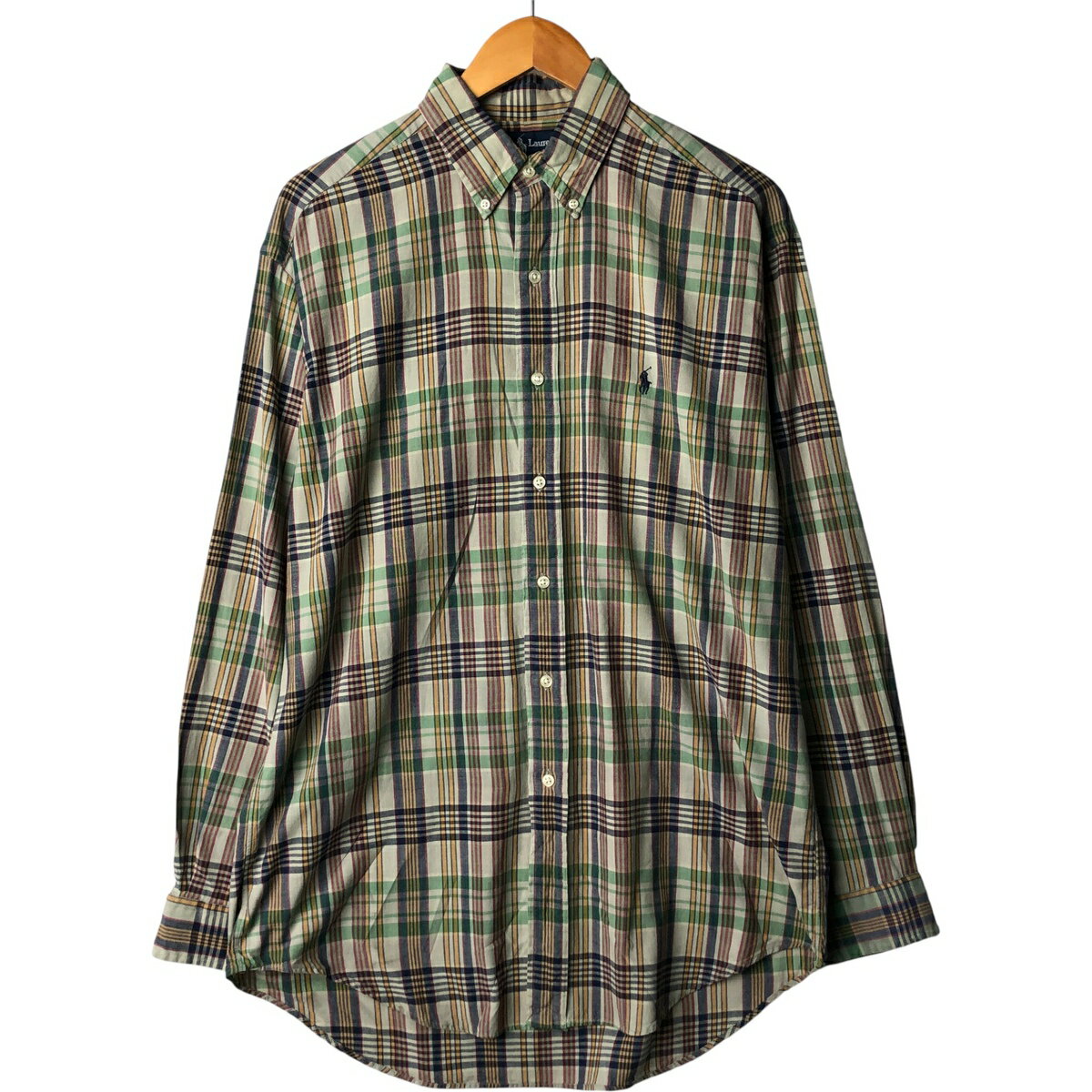 樂天商城 - 古着 ラルフローレン Ralph Lauren BLAKE 長袖 ボタンダウンチェックシャツ メンズM相当 /eaa590971 【中古】 【251109】 グリーン系 春夏秋冬