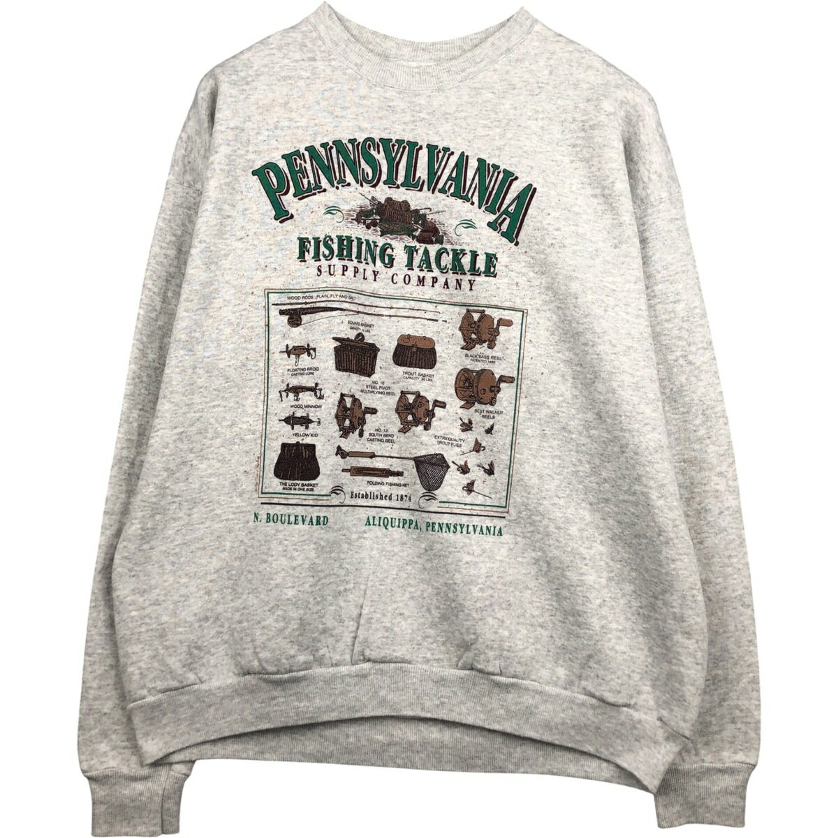 Collaboration - 古着 90～00'S ヘインズ Hanes プリントスウェットシャツ トレーナー メンズXL相当 ヴィンテージ /eaa591093 【中古】 【251024】 【NH-2508】 【SS2603_10】 グレー系 春夏秋冬
