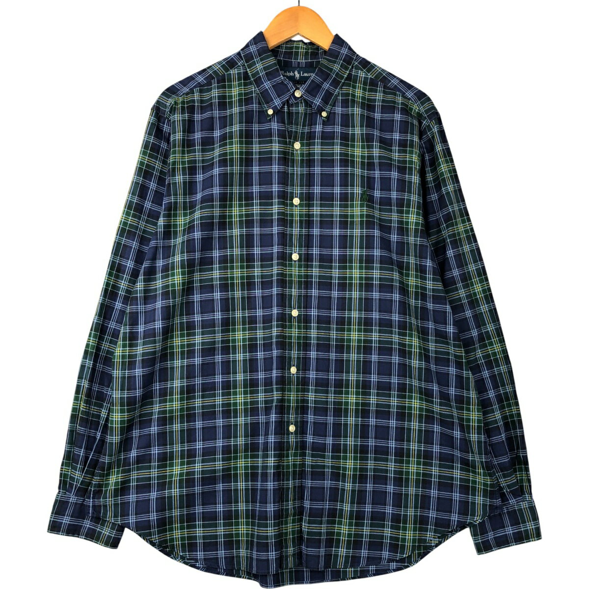 Rakuten - 古着 ラルフローレン Ralph Lauren CLASSIC FIT クラシックフィット 長袖 ボタンダウンチェックシャツ メンズL相当 /eaa591236 【中古】 【251023】 ネイビー系 春夏秋冬