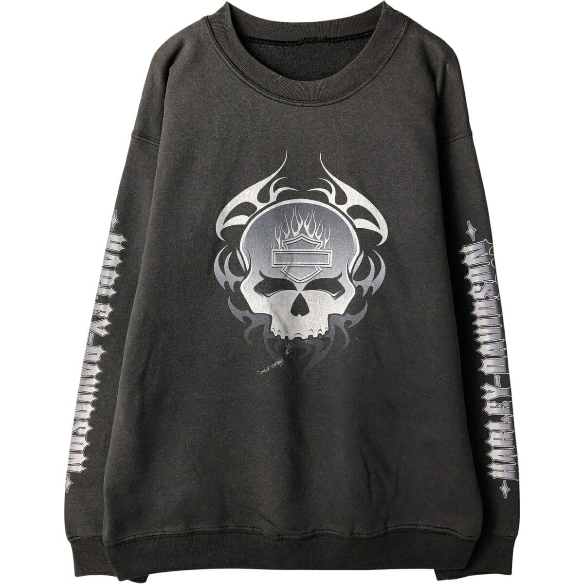 古着 ハーレーダビッドソン Harley-Davidson ドクロ柄 スカル柄 トライバル アドバタイジング スウェットシャツ トレーナー メンズXL相当 /eaa591467 【中古】 【251117】 【NH-2508】