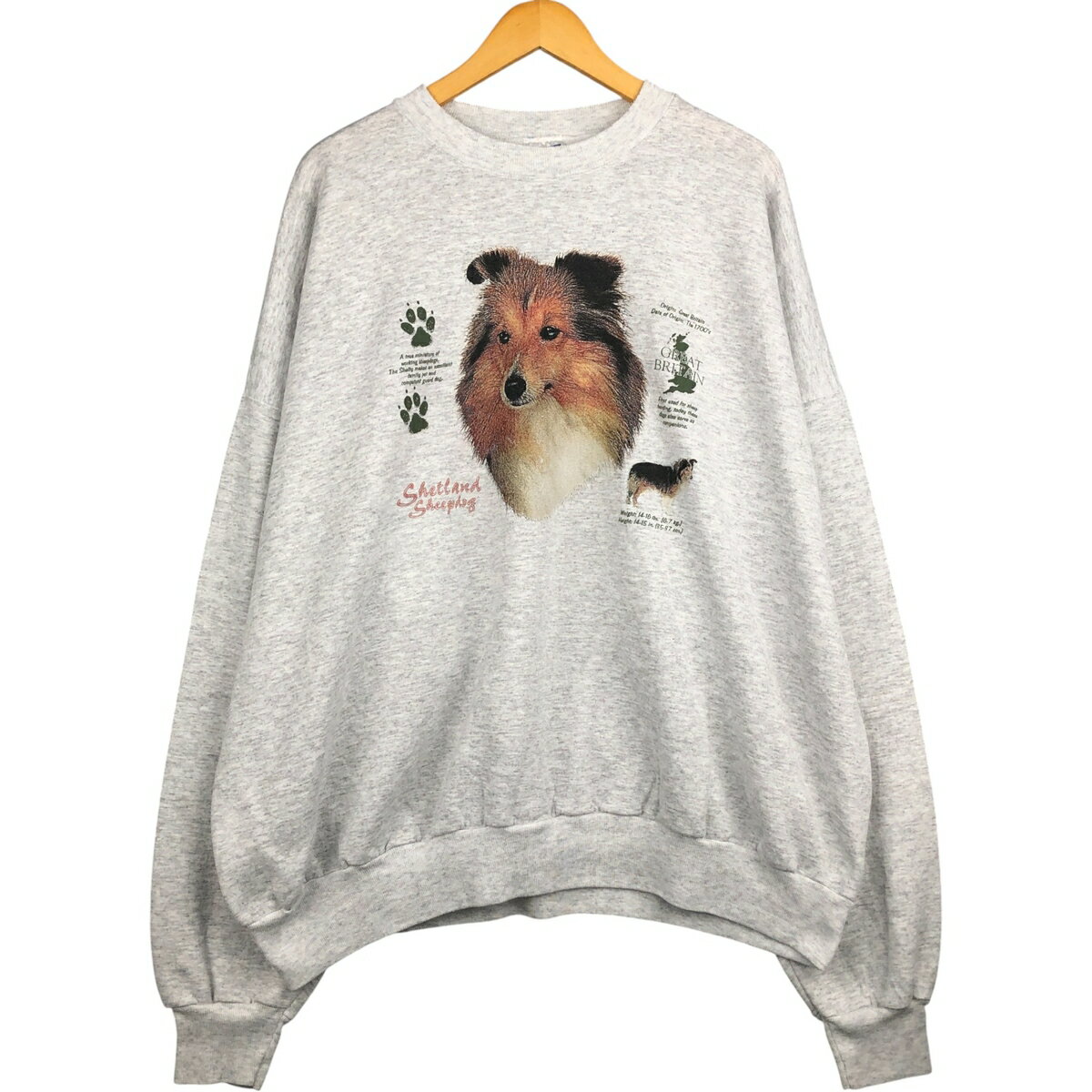 Rakuten - 古着 ビッグサイズ 90'S ヘインズ Hanes SHETLAND SHEEPDOG シェットランドシープドッグ 犬柄 アニマル スウェットシャツ トレーナー メンズXXXL相当 ヴィンテージ /eaa591627 【中古】 【251025】 【SS2603_10】 グレー系 春夏秋冬