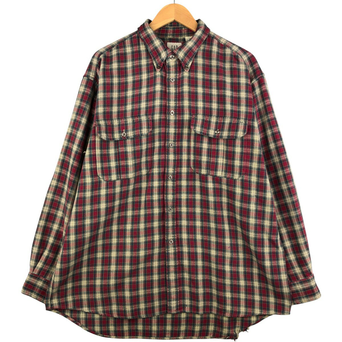 古着 90'S ギャップ GAP オールドギャップ ヘリンボーン 長袖 ボタンダウン フランネルチェックシャツ メンズXL相当 ヴィンテージ /eaa591642 【中古】 【251022】