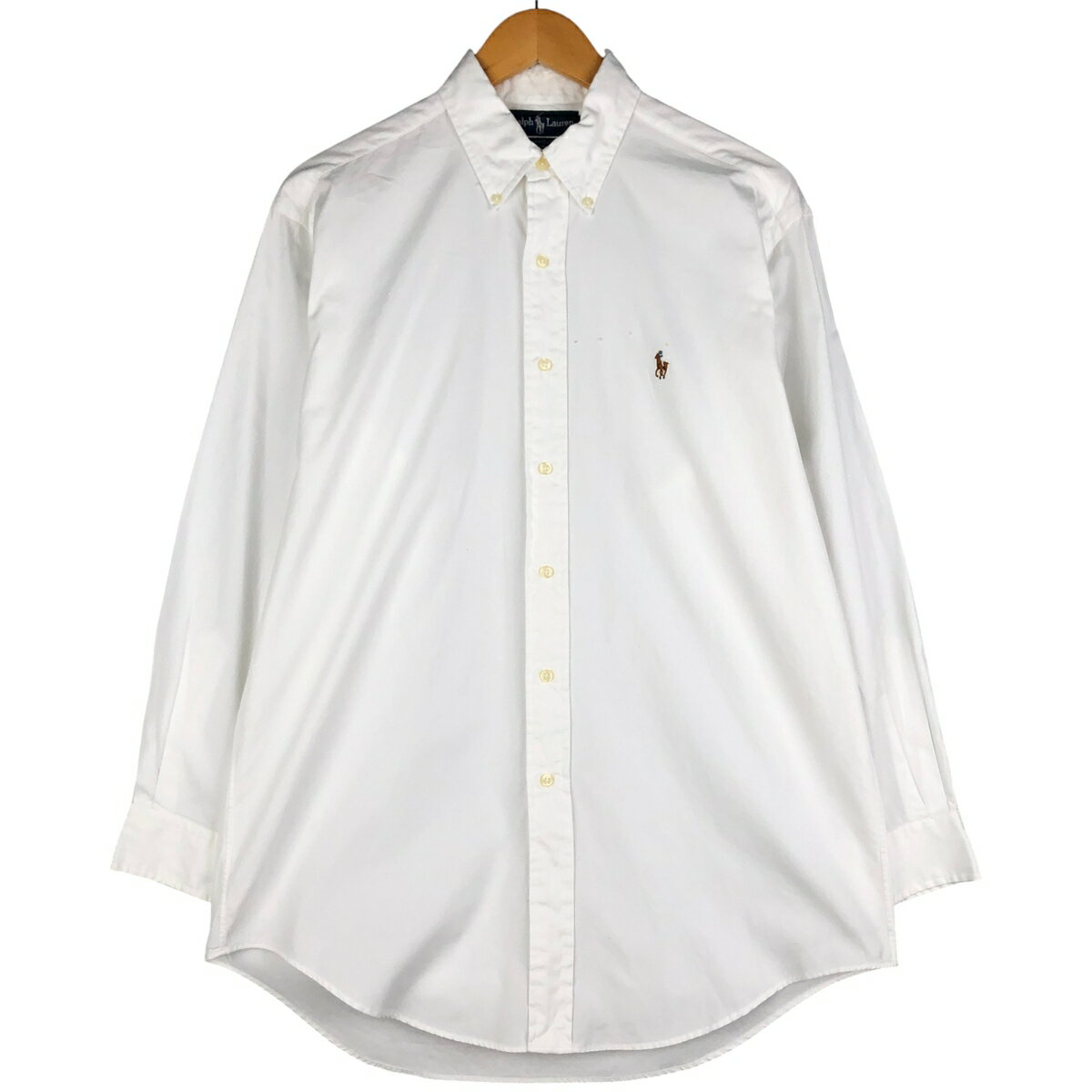 樂天商城 - 古着 ラルフローレン Ralph Lauren YARMOUTH 長袖 ボタンダウンシャツ メンズM相当 /eaa591703 【中古】 【251213】 ホワイト系 春夏秋冬