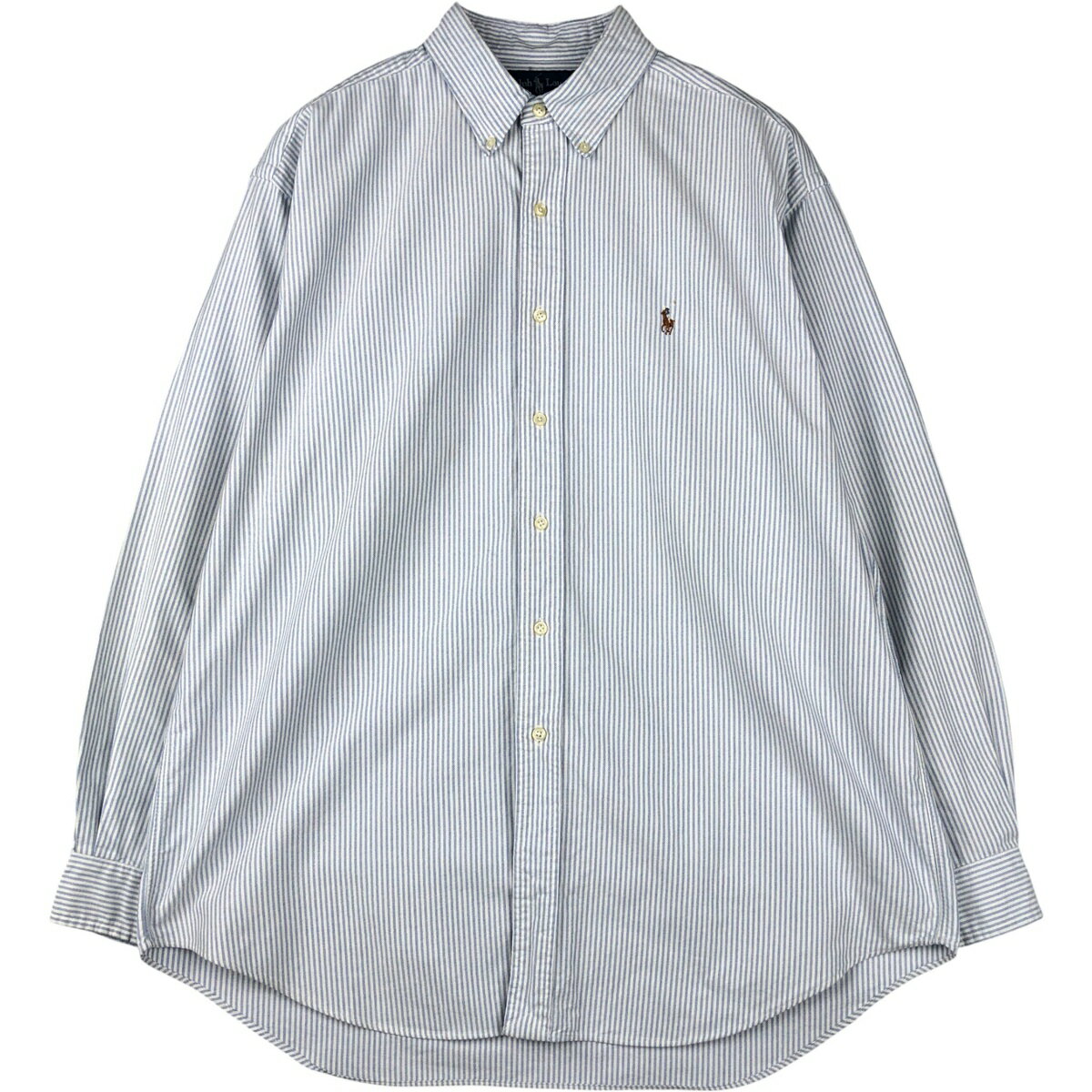 樂天商城 - 古着 ラルフローレン Ralph Lauren BLAKE 長袖 ボタンダウンストライプシャツ メンズL相当 /eaa591711 【中古】 【251019】 【NH-2508】 ブルー系 春夏秋冬