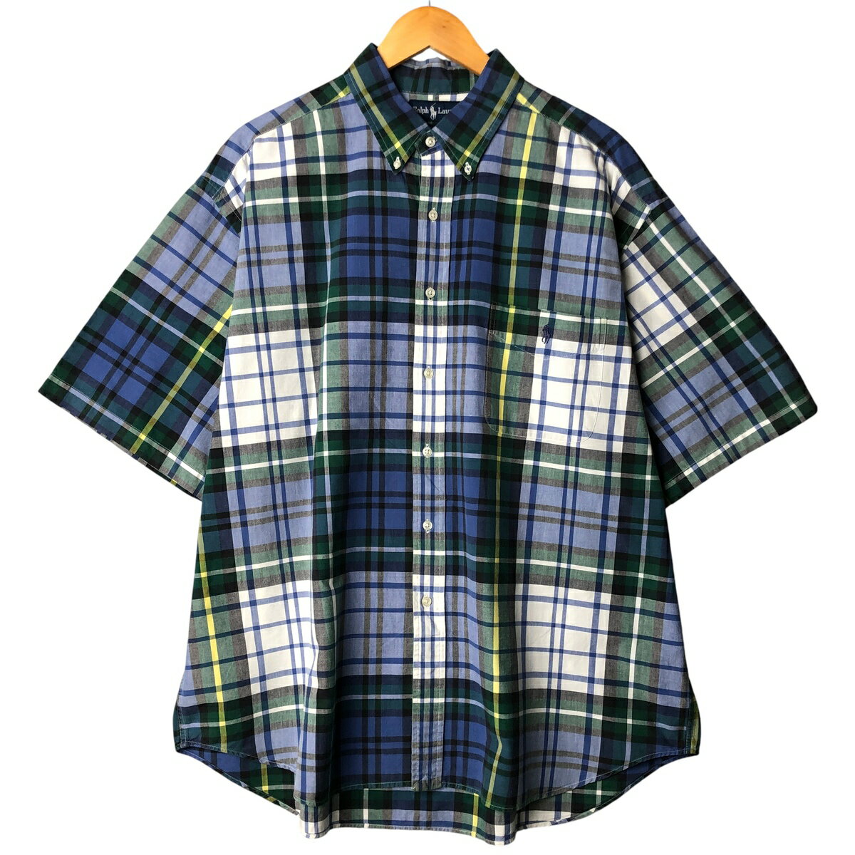 樂天商城 - 古着 ラルフローレン Ralph Lauren BIG SHIRT 半袖 ボタンダウン チェックシャツ メンズXL相当 /eaa592705 【中古】 【251030】 【SS2606_10】