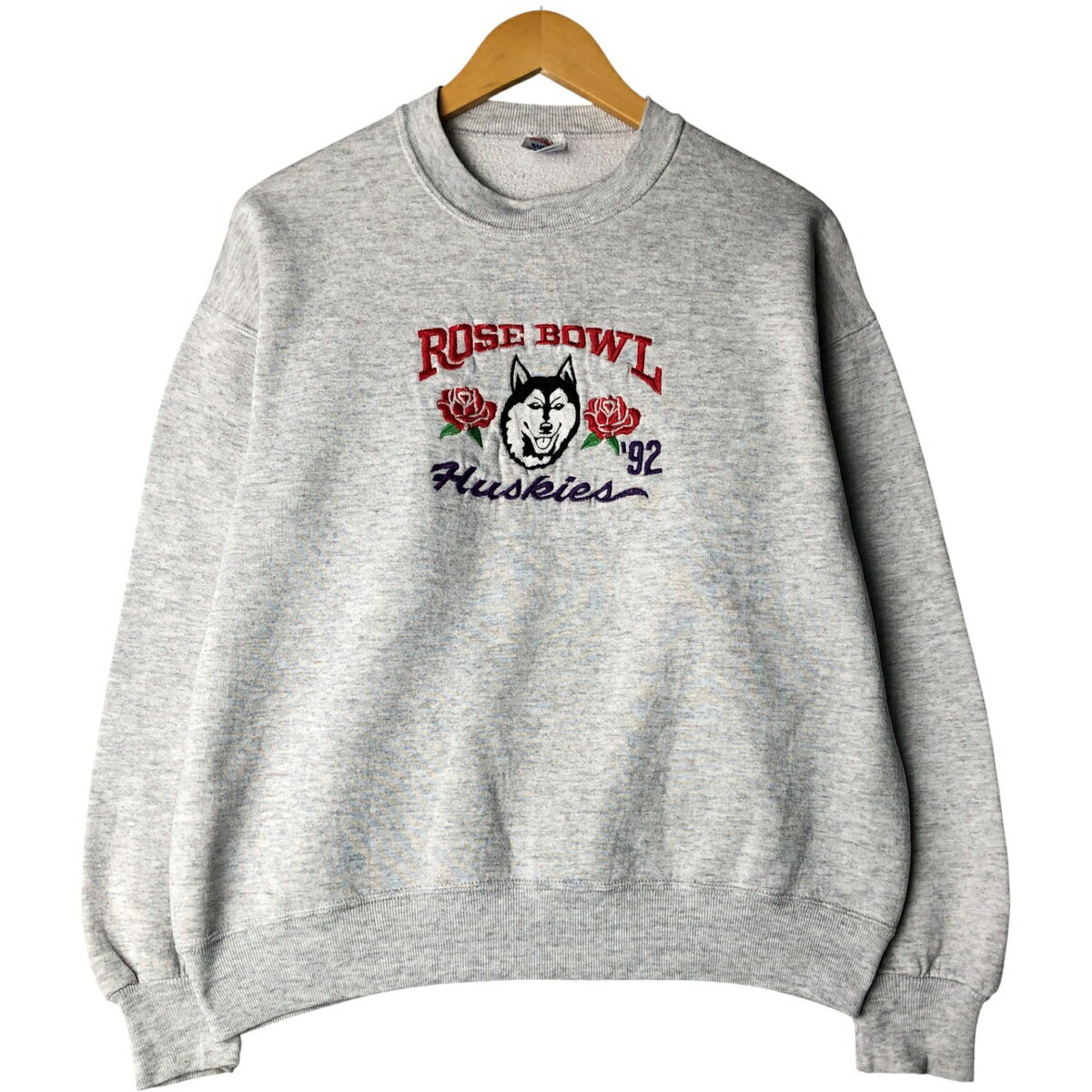古着 80~90'S ジャージーズ Jerzees 犬柄 花柄 ROSE BOWL 1992 ローズボウル カレッジスウェットシャツ トレーナー USA製 メンズL相当 ヴィンテージ /eaa593027 【中古】 【251115】