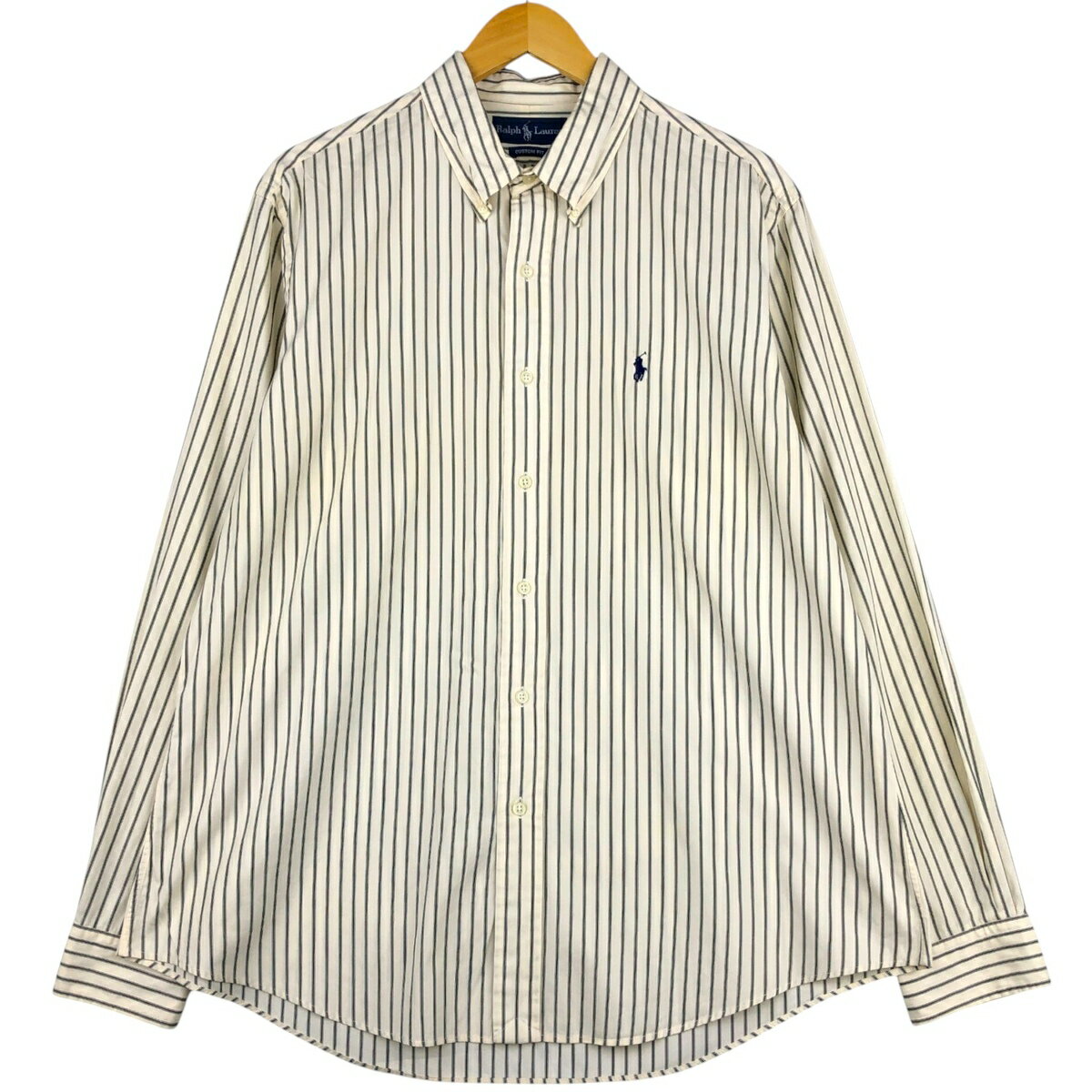 樂天商城 - 古着 ラルフローレン Ralph Lauren CUSTOM FIT 長袖 ボタンダウンストライプシャツ メンズXL相当 /eaa594557 【中古】 【251017】 ホワイト系 春夏秋冬