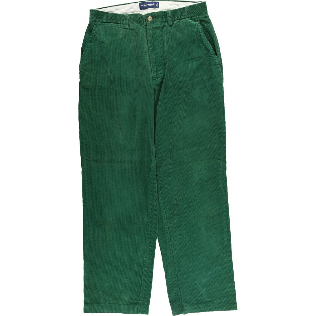 商品詳細 ブランド・Ralph Lauren・ラルフローレン・ 特徴・厚手・ジッパーフライ・コインポケット付き・ワイドパンツ・ モデル/形状・POLO GOLF ポロゴルフ・コーデュロイパンツ・ 素材・コットン:100%・ 色・グリーン系 緑色・ 柄・無地・ロゴワッペン・ 生産国・香港製・ 年代 サイズ・表記サイズ:32・ウエスト:81cm・股上:34cm・股下:76cm・もも周り:69cm・裾周り:47cm・ コンディション・C・ カテゴリ・メンズ・ボトムス・ロングパンツ・コーデュロイパンツ・ 商品番号・eaa594929・ 取扱店・・ スタッフコメントRalph Lauren POLO GOLF ポロゴルフ コーデュロイパンツ / 商品番号 eaa594929 USEDですので使用感などございますが、まだまだご愛用していただけます。 古着という事をご理解の上ご注文よろしくお願いします。 【状態追記】 ●前、ウエスト周り・前立て(裏も)に汚れ　左裾に擦れ　右裾にリペア跡 ●後、右裾にリペア跡※状態は当社独自の基準です。 表記サイズウエスト股上股下もも周り裾周り 32(※着用感、表記サイズは目安です。)81cm34cm76cm69cm47cm ※測定値の若干の誤差はご了承下さい。サイズガイドはこちら ブランドRalph Laurenラルフローレン 特徴厚手 / ジッパーフライ / コインポケット付き / ワイドパンツモデル/形状POLO GOLF ポロゴルフ / コーデュロイパンツ素材コットン:100%色グリーン系 緑色柄無地 / ロゴワッペン生産国香港製年代-カテゴリコーデュロイパンツ商品番号eaa594929取扱店　　 ラルフローレンの他の商品を見るコーデュロイパンツの他の商品を見る