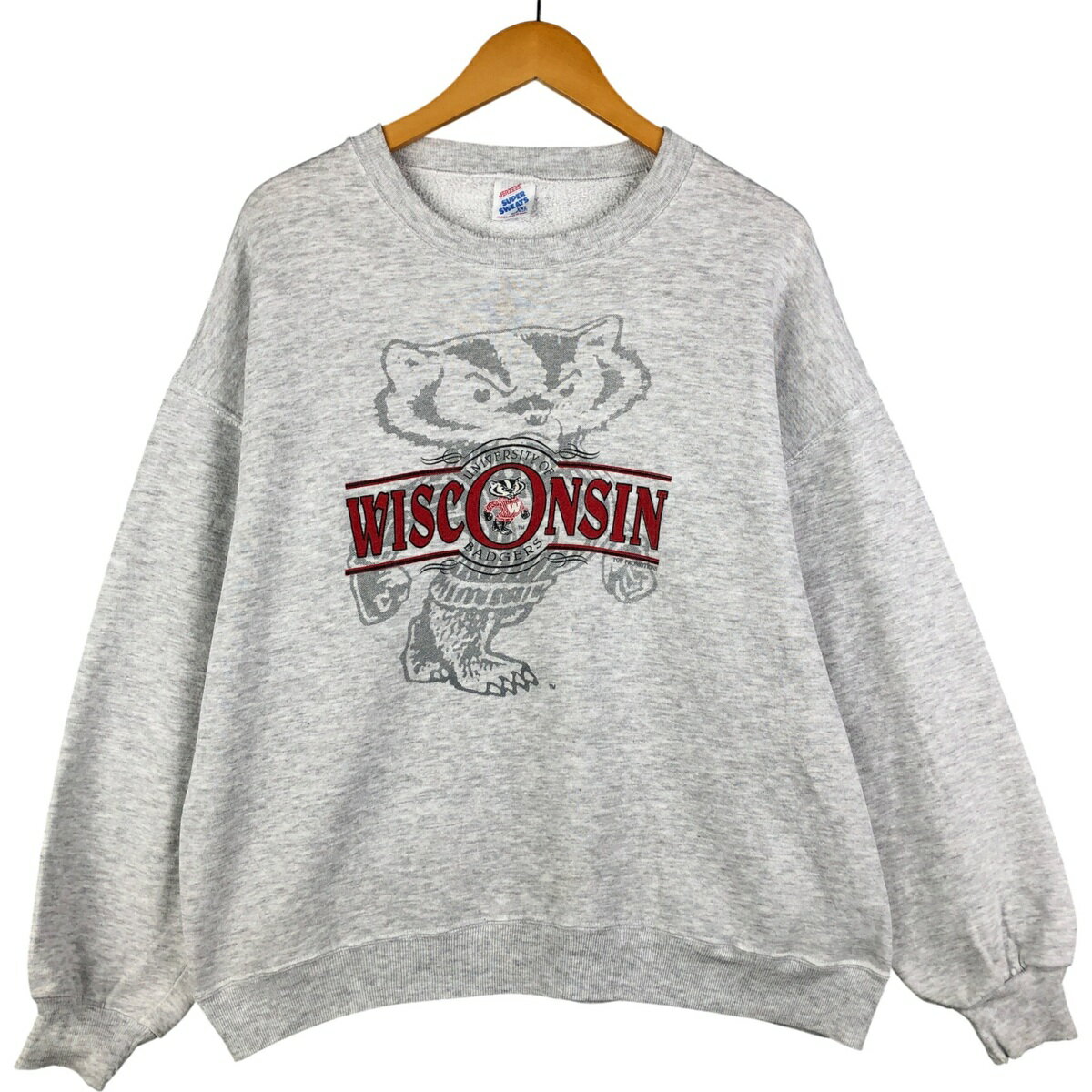 Rakuten - 古着 80~90'S ジャージーズ Jerzees SUPER SWEATS WISCONSIN ウィスコンシン大学 カレッジ キャラクタースウェットシャツ トレーナー USA製 メンズXXL相当 ヴィンテージ /eaa595075 【中古】 【251117】