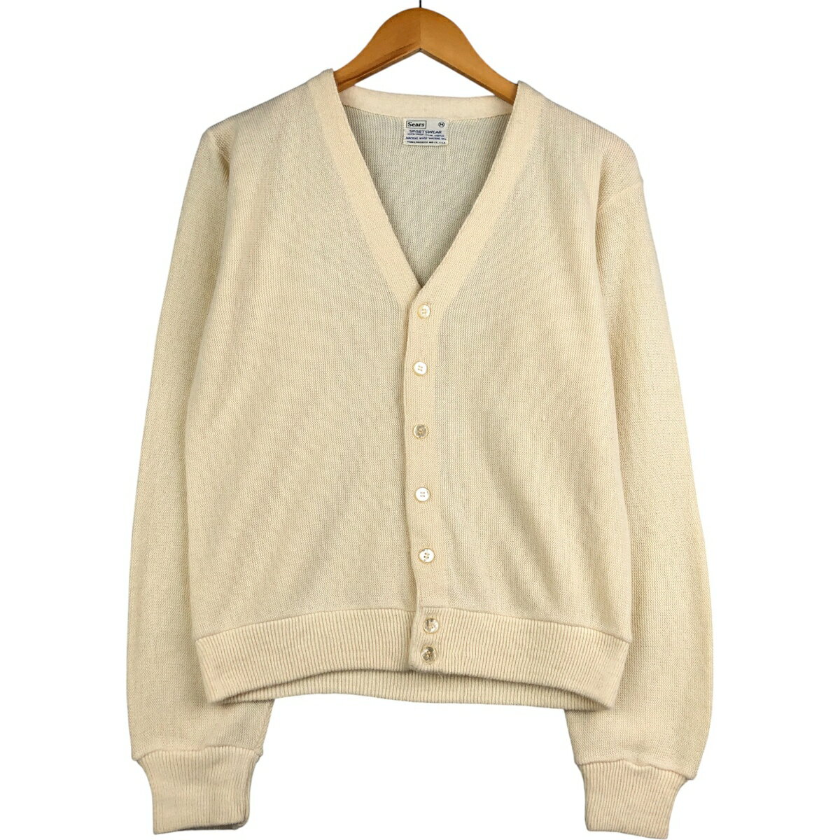 古着 60~70'S シアーズ Sears SPORTSWEAR アクリルニットカーディガン USA製 メンズM相当 ヴィンテージ /eaa595835 【中古】 【251117】 【SS2603_10】 ホワイト系 春秋冬