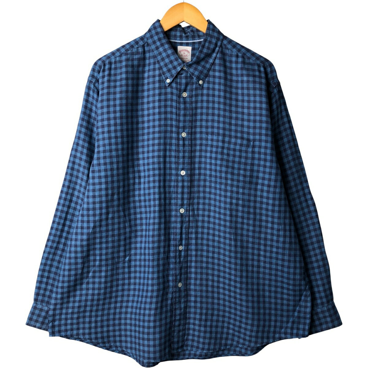 Rakuten - 古着 ブルックスブラザーズ Brooks Brothers Est.1818 チェック柄 長袖 リネン ボタンダウンシャツ メンズXL相当 /eaa595881 【中古】 【251115】 【SS2606_30