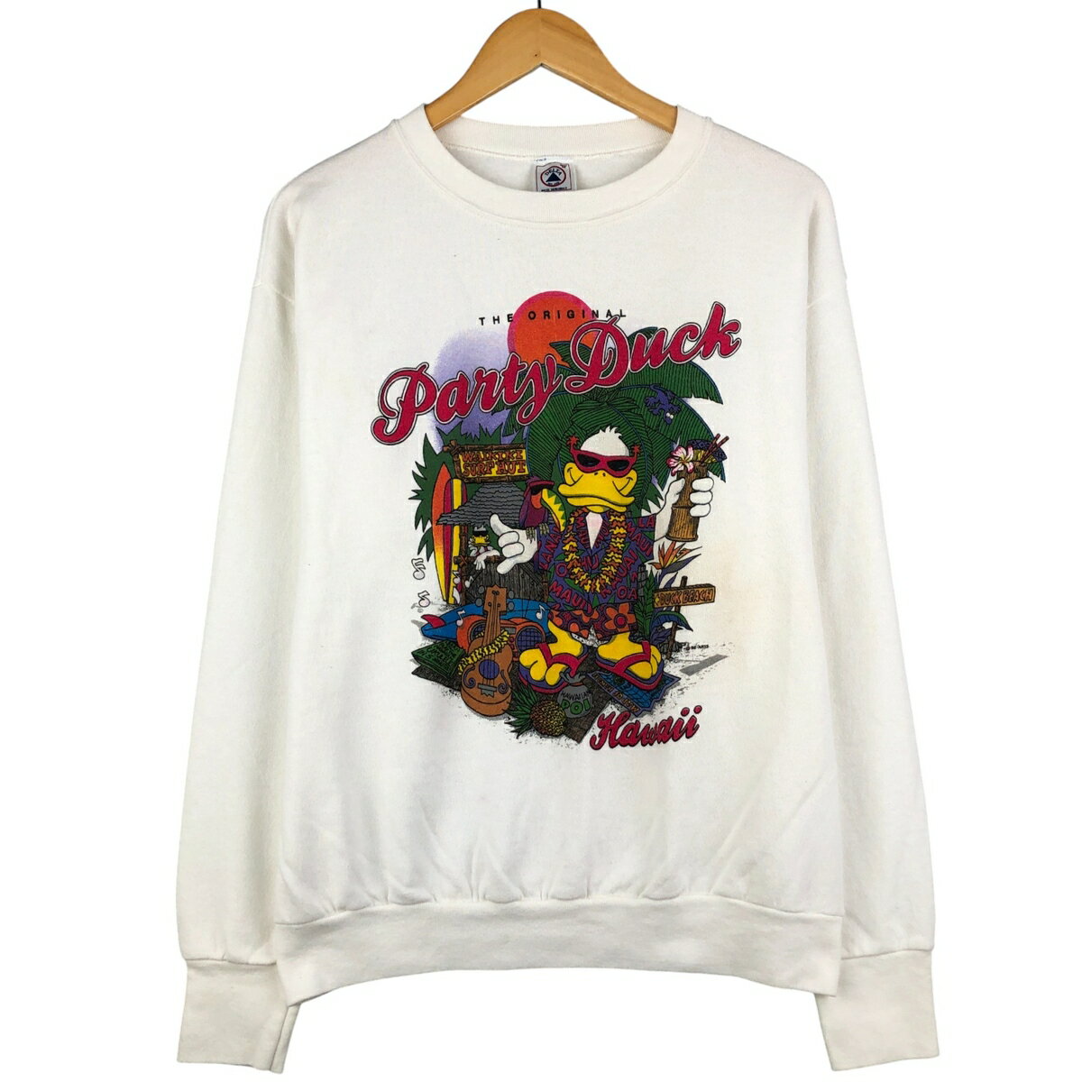 Rakuten - 古着 90'S デルタ DELTA Party Duck スーベニア キャラクタースウェットシャツ トレーナー USA製 メンズM相当 ヴィンテージ /eaa595930 【中古】 【251110】 ホワイト系 春夏秋冬