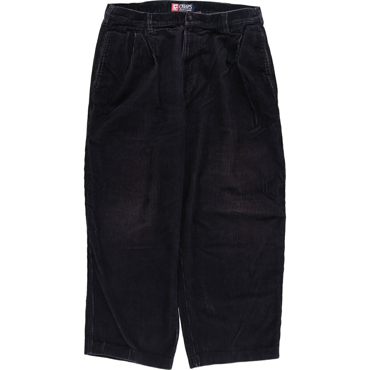polo ralph lauren USA製 ツータックコーデュロイ黒 90's POLO by Ralph Lauren インタック太畝コーデュロイパンツ 炭黒