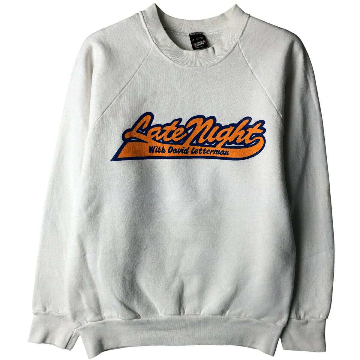 古着 80'S スクリーンスターズ SCREEN STARS Late Show with David Letterman プリントスウェットシャツ トレーナー USA製 メンズM相当 ヴィンテージ /eaa596357 【中古】 【251222】 【NH-2508】