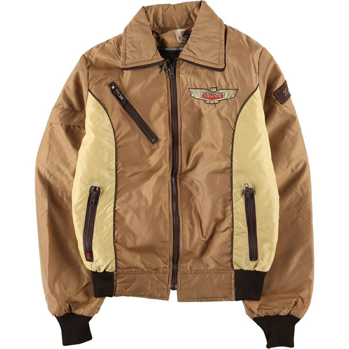 希少 Honda ホンダ　ホンダレーシング　レーシングジャケット　バイク　ジップ PANDIESTA JAPAN HONDA コラボ HRC 柄 刺繍 レザー レーシング