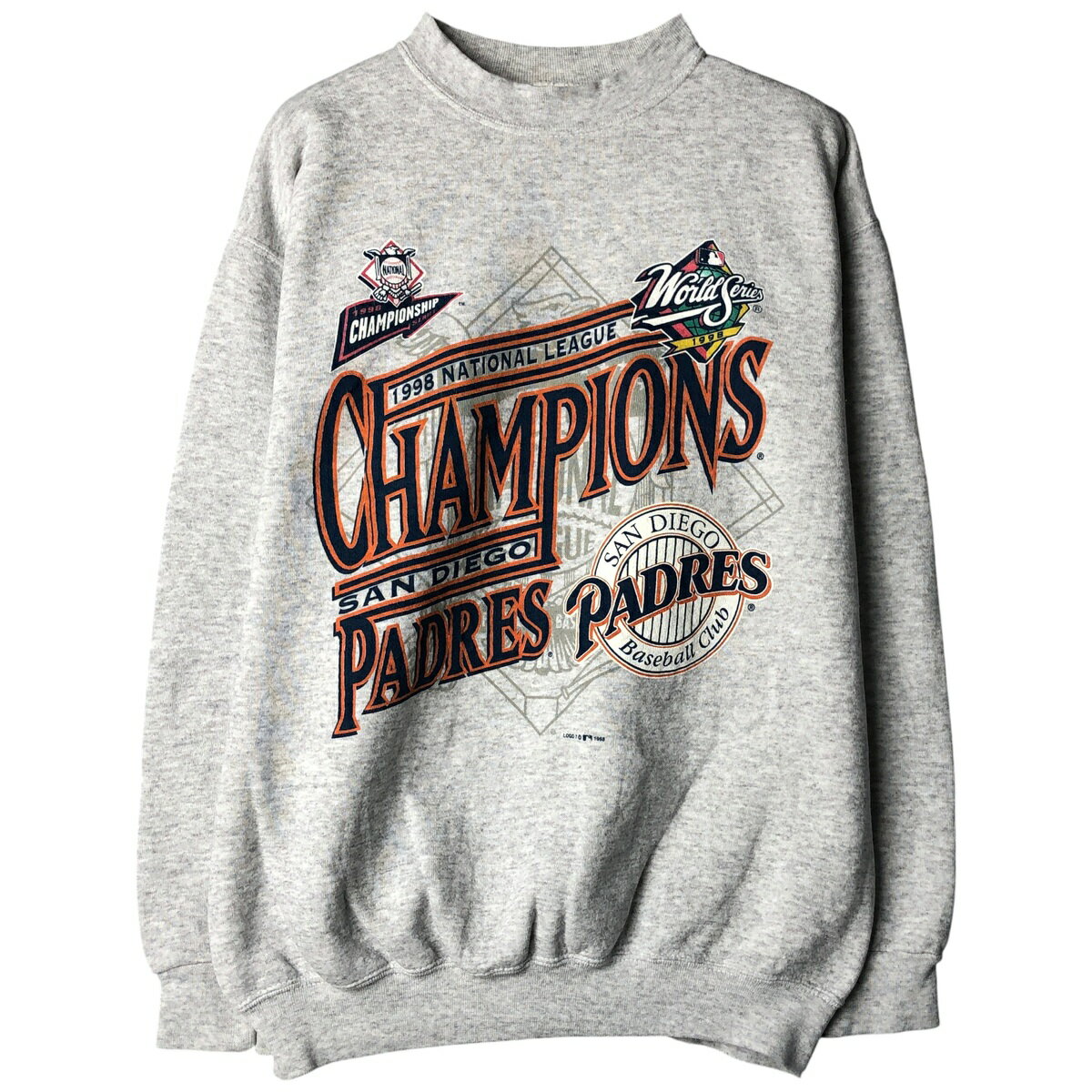 古着 90'S タルテックス TULTEX SUPER WEIGHT MLB SAN DIEGO PADRES サンディエゴパドレス モックネック プリントスウェットシャツ トレーナー USA製 メンズM相当 ヴィンテージ /eaa597632 【中古】 【251214】 【NH-2508】