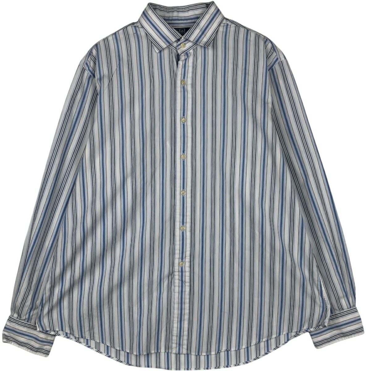 乐天商城 - 古着 ラルフローレン Ralph Lauren POLO by Ralph Lauren REGENT CUSTOM FIT 長袖 コットンストライプシャツ メンズXXL相当 /eaa597739 【中古】 【260412】 【SS2606_10】