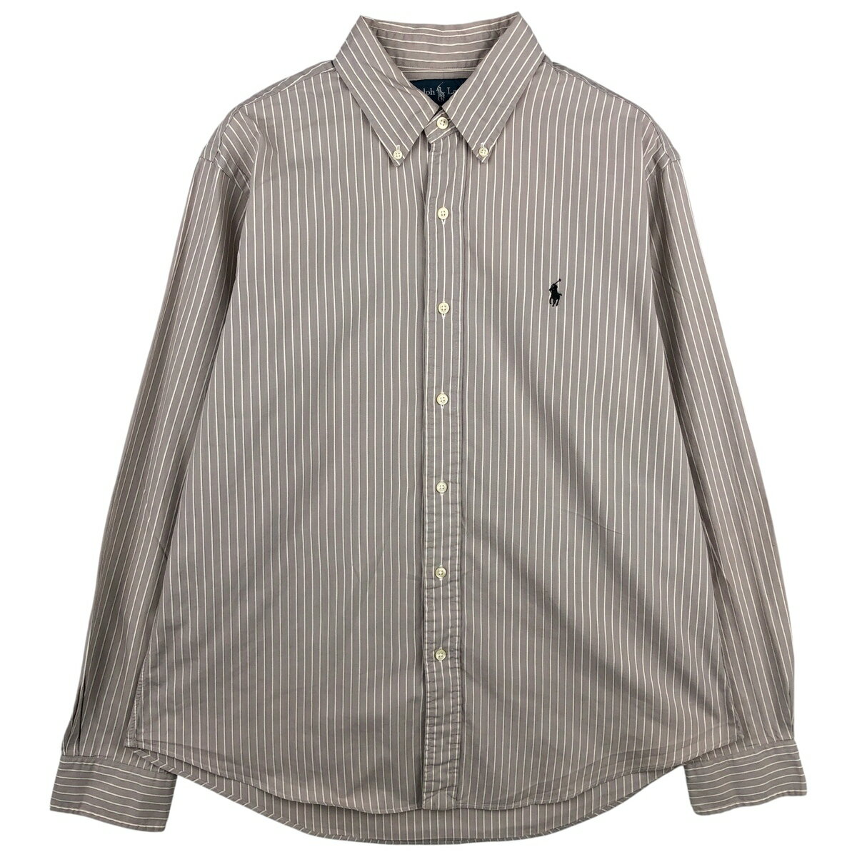 樂天商城 - 古着 ラルフローレン Ralph Lauren CUSTOM FIT 長袖 ボタンダウンストライプシャツ メンズL相当 /eaa597773 【中古】 【251229】 【NH-2508】 ベージュ系 春夏秋冬