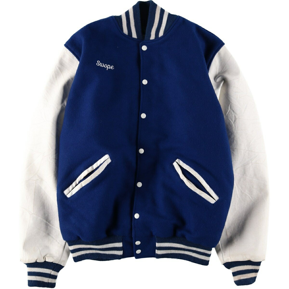 古着 90~00'S ネフ NEFF カレッジ 袖革ウールボタンスタジャン バーシティジャケット USA製 メンズXL相当 /eaa597815 【中古】 【251208】 【CF2512】 【ss2601_10】