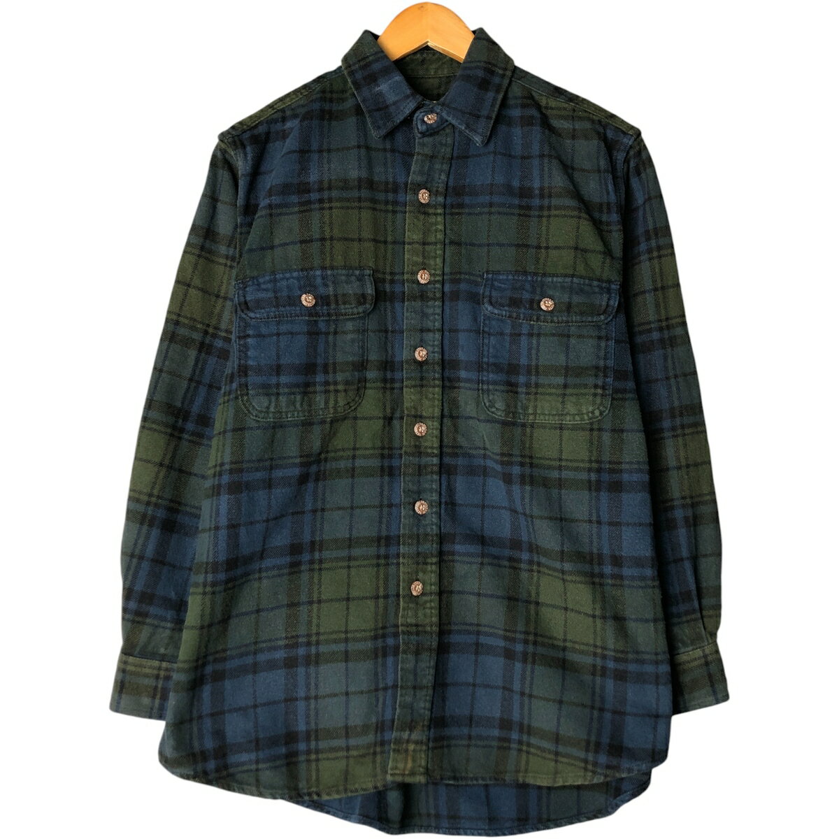 樂天商城 - 古着 フィールドアンドストリーム FIELD&STREAM 長袖 フランネルチェックシャツ メンズM相当 /eaa598314 【中古】 【251222】 【CF2512】 ブルー系 春夏秋冬