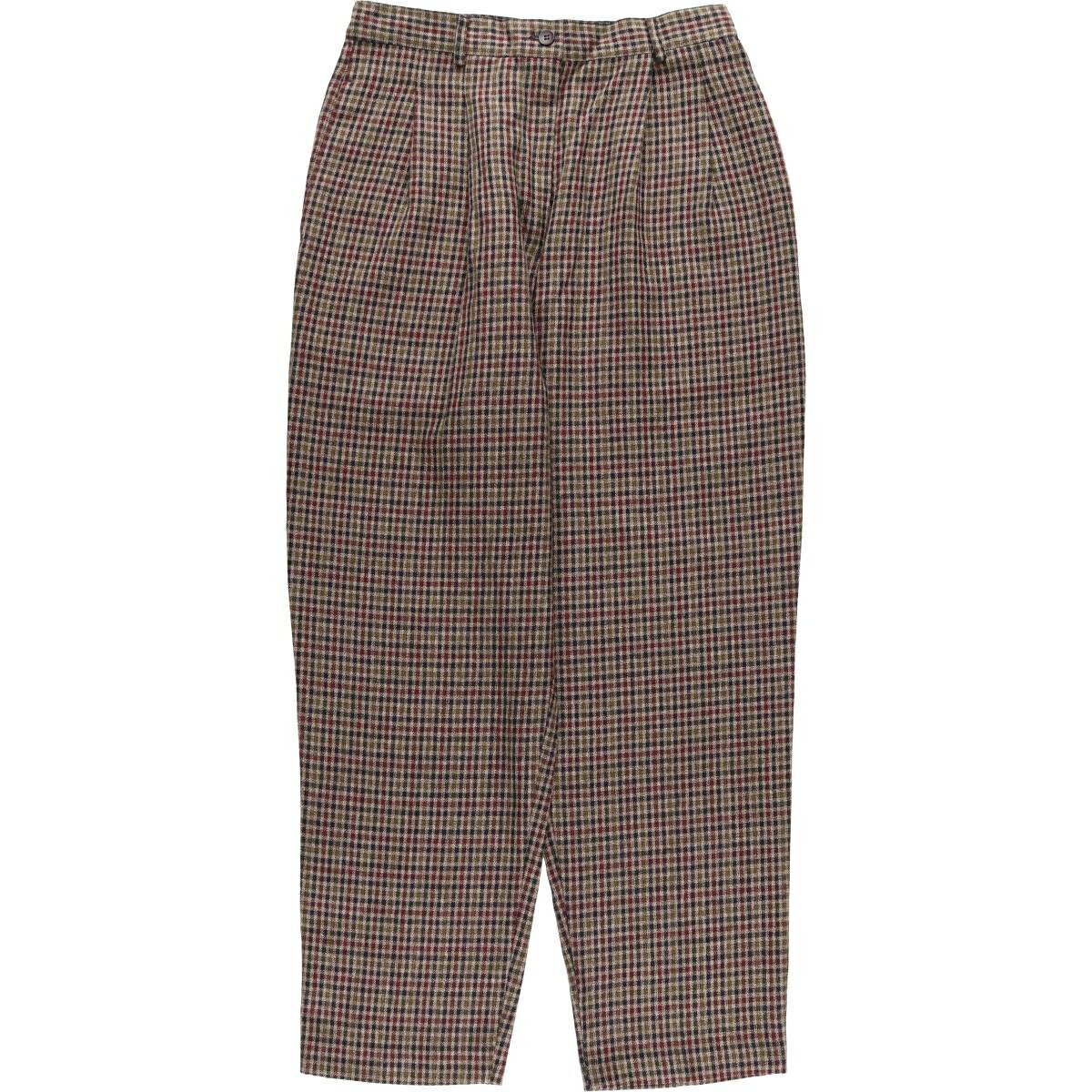 Rakuten - 古着 ALLISON DALEY PETITES チェック柄 ツータック スラックスパンツ レディースL(w27)相当 /eaa598474 【中古】 【251225】 【ADEL/アデル】 【CF2512】 ブラウン系 春夏秋冬