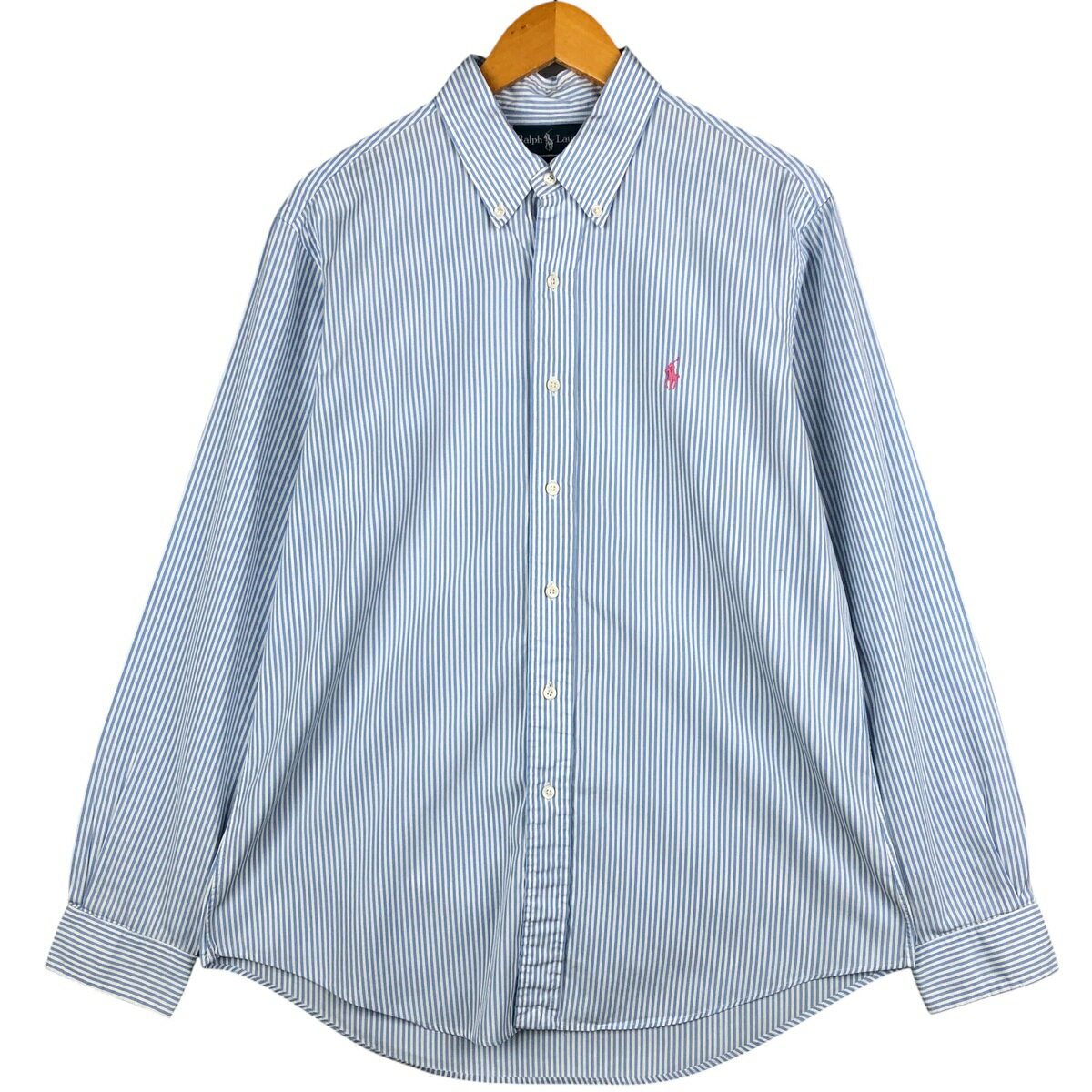 樂天商城 - 古着 ラルフローレン Ralph Lauren CUSTOM FIT 長袖 ボタンダウンストライプシャツ メンズL相当 /eaa598794 【中古】 【251220】 【SS2606_10】