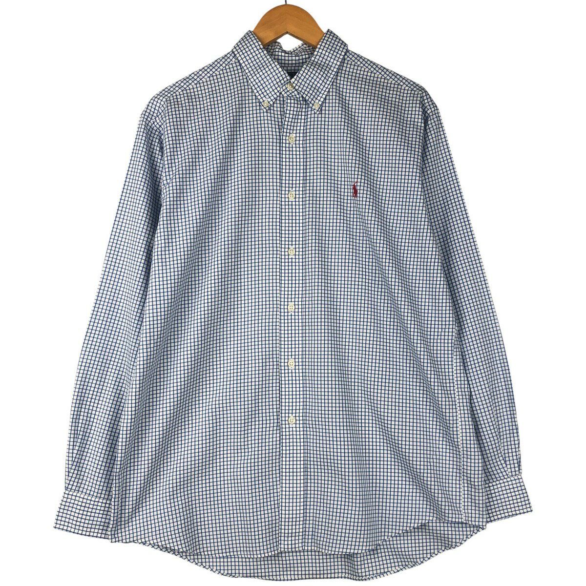 古着 ラルフローレン Ralph Lauren POLO by Ralph CUSTOM FIT ギンガムチェック 長袖 ボタンダウンチェックシャツ メンズL相当 /eaa599089 【中古】 【251215】 ブルー系 春夏秋冬