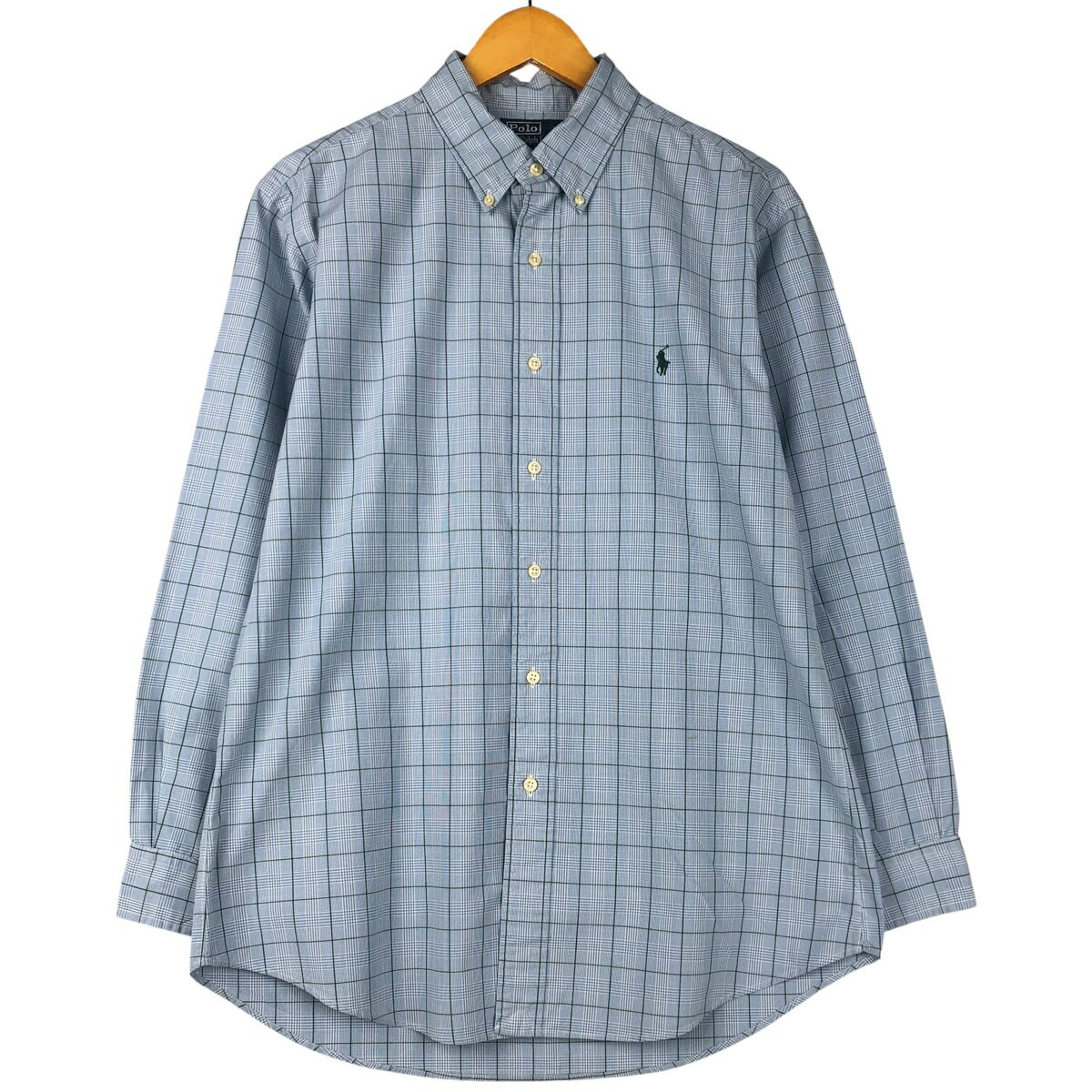古着 ラルフローレン Ralph Lauren POLO by Ralph Lauren CUSTOM FIT 長袖 ボタンダウンチェックシャツ メンズL相当 /eaa599094 【中古】 【251215】 ブルー系 春夏秋冬
