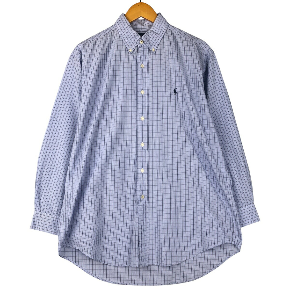 樂天商城 - 古着 ラルフローレン Ralph Lauren YARMOUTH 長袖 ボタンダウンチェックシャツ メンズL相当 /eaa599095 【中古】 【251215】 ブルー系 春夏秋冬