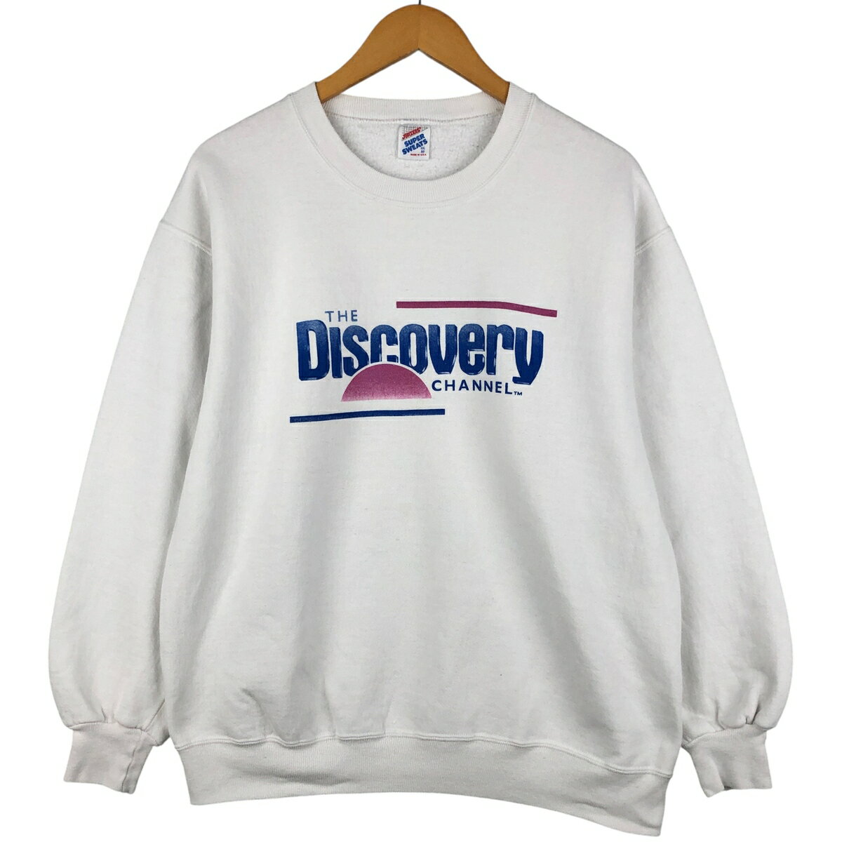 古着 90'S ジャージーズ Jerzees SUPER SWEATS THE DICOVERY CHANNEL ディスカバリーチャンネル アドバタイジング スウェットシャツ トレーナー USA製 メンズXXL相当 ヴィンテージ /eaa599158   