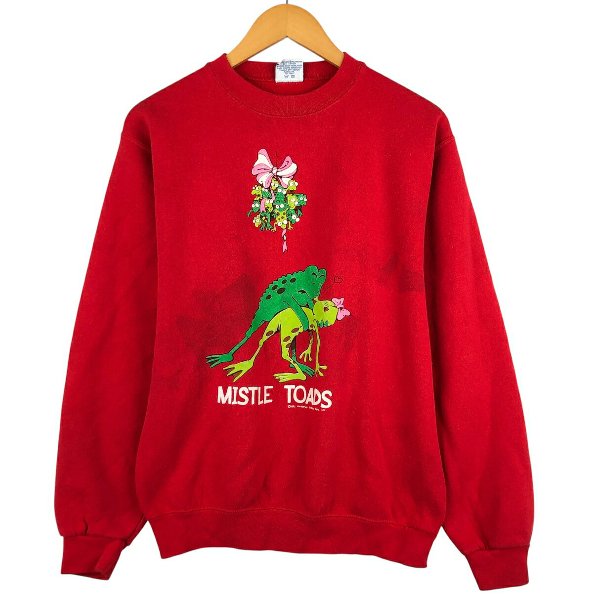 Trainer - 古着 SANTEE カエル柄 プリントスウェットシャツ トレーナー USA製 メンズM相当 ヴィンテージ /eaa599426 【中古】 【251218】 レッド系 春夏秋冬