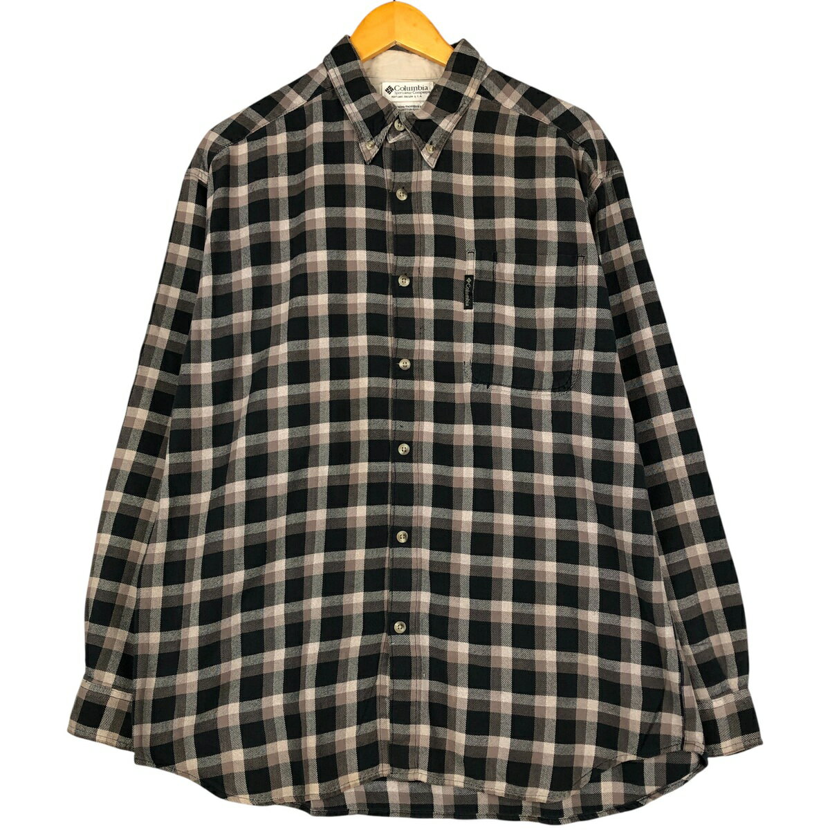樂天商城 - 古着 コロンビア Columbia 長袖 ボタンダウン ライトネルチェックシャツ メンズXL相当 /eaa599469 【中古】 【251217】 ベージュ系 春夏秋冬
