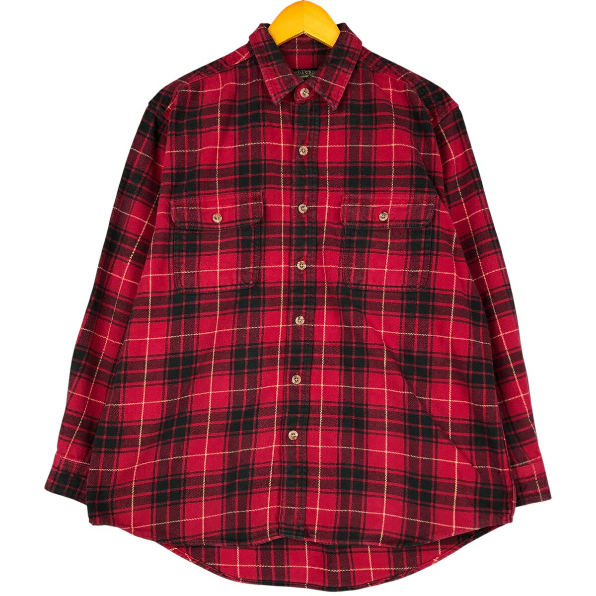 樂天商城 - 古着 フィールドアンドストリーム FIELD&STREAM タータンチェック 長袖 フランネルチェックシャツ メンズL相当 /eaa599480 【中古】 【251216】 レッド系 春夏秋冬