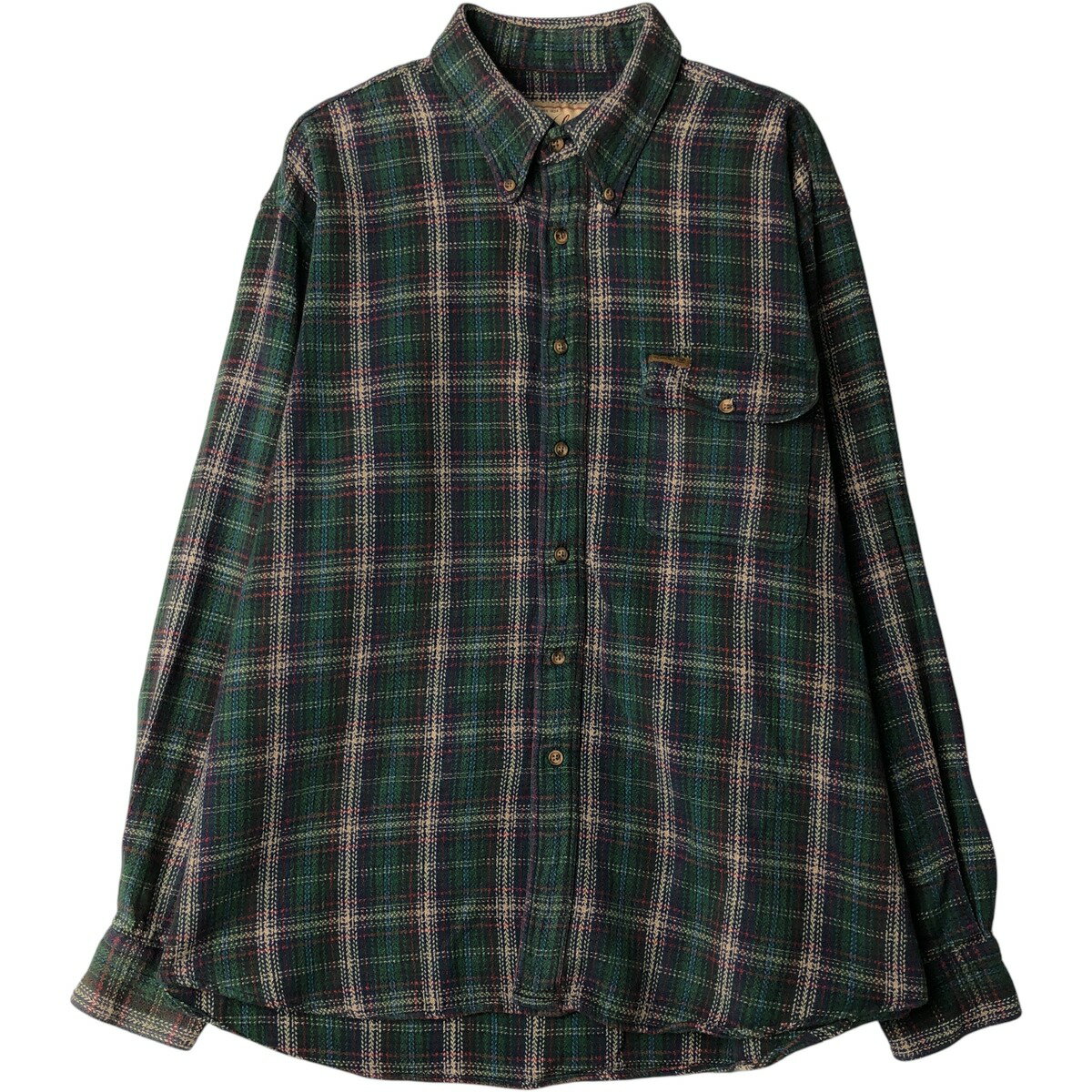 商品詳細 ブランド・WOOLRICH・ウールリッチ・ 特徴・厚手・長袖・ボタンダウン・ モデル/形状・長袖 ボタンダウン フランネルチェックシャツ・ 素材・コットン:100%・ 色・グリーン系 濃緑・マルチカラー・ 柄・チェック柄・ 生産国・インド製・ 年代・00年代・ サイズ・表記サイズ:X-LARGE・着丈:76.5cm・身幅:61cm・肩幅:48.5cm・袖丈:60.5cm・ コンディション・C・ カテゴリ・メンズ・トップス・長袖シャツ・ネルシャツ・ 商品番号・eaa599585・ 取扱店・・ スタッフコメントWOOLRICH 長袖 ボタンダウン フランネルチェックシャツ / 商品番号 eaa599585 USEDですので使用感などございますが、まだまだご愛用していただけます。 古着という事をご理解の上ご注文よろしくお願いします。 【状態追記】 ●前、右袖先に汚れ ●前、左胸ポケットボタンホール部分に破れ ●後、右袖先に汚れ ●後、右背中・右腰にほつれ※状態は当社独自の基準です。 表記サイズ着丈身幅肩幅袖丈 X-LARGE(※着用感、表記サイズは目安です。)76.5cm61cm48.5cm60.5cm ※測定値の若干の誤差はご了承下さい。サイズガイドはこちら ブランドWOOLRICHウールリッチ 特徴厚手 / 長袖 / ボタンダウンモデル/形状長袖 ボタンダウン フランネルチェックシャツ素材コットン:100%色グリーン系 濃緑 / マルチカラー柄チェック柄生産国インド製年代00年代カテゴリネルシャツ商品番号eaa599585取扱店　　 ウールリッチの他の商品を見るネルシャツの他の商品を見る